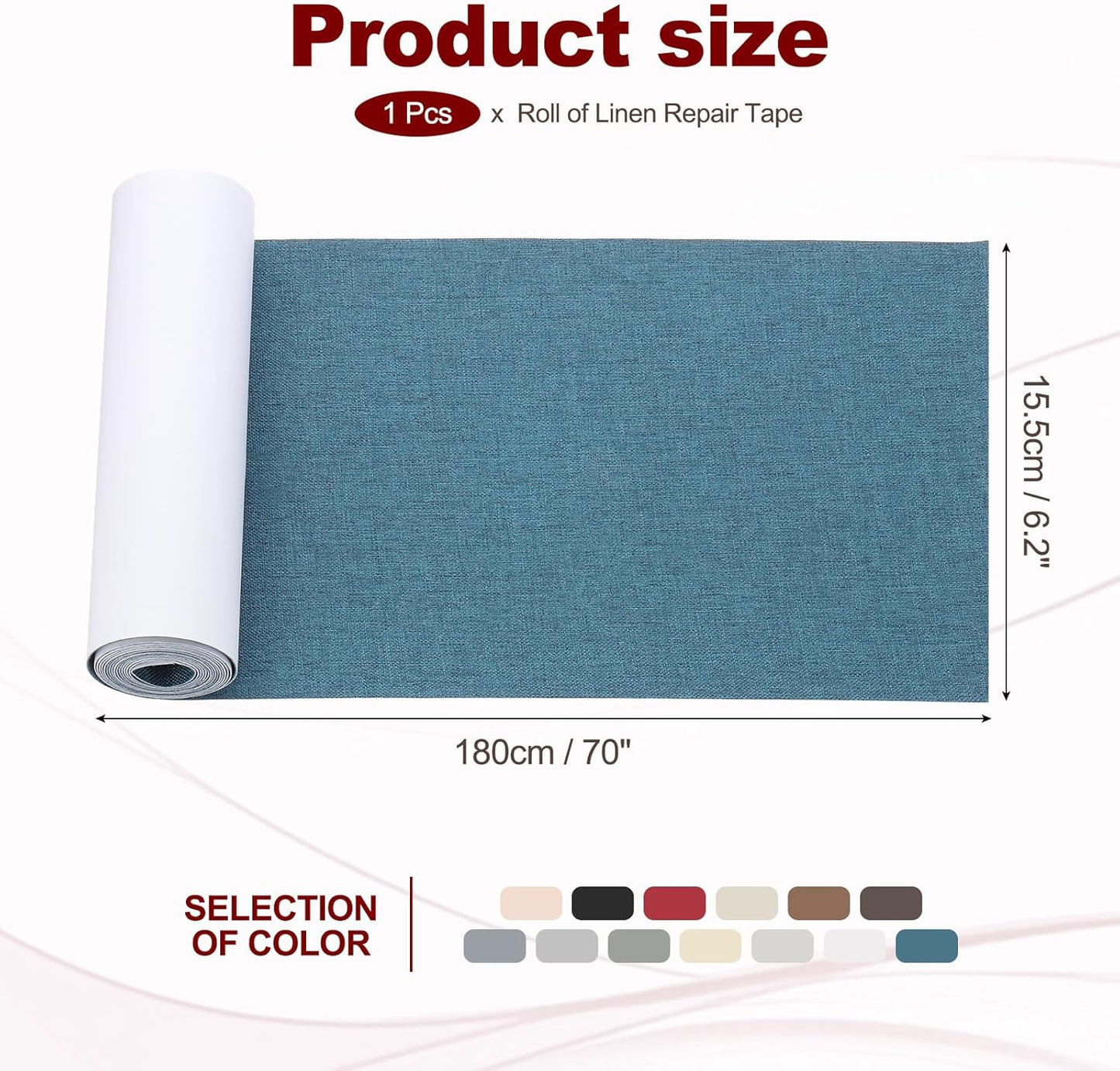 PATIKIL 70x6.2 Inch Linen Repair Tape, Repair Fabric Patch Self Adhesive Couch Patch Line Repair Patch for Furniture Sofa Car Seats Office Chairs, Dark Blue