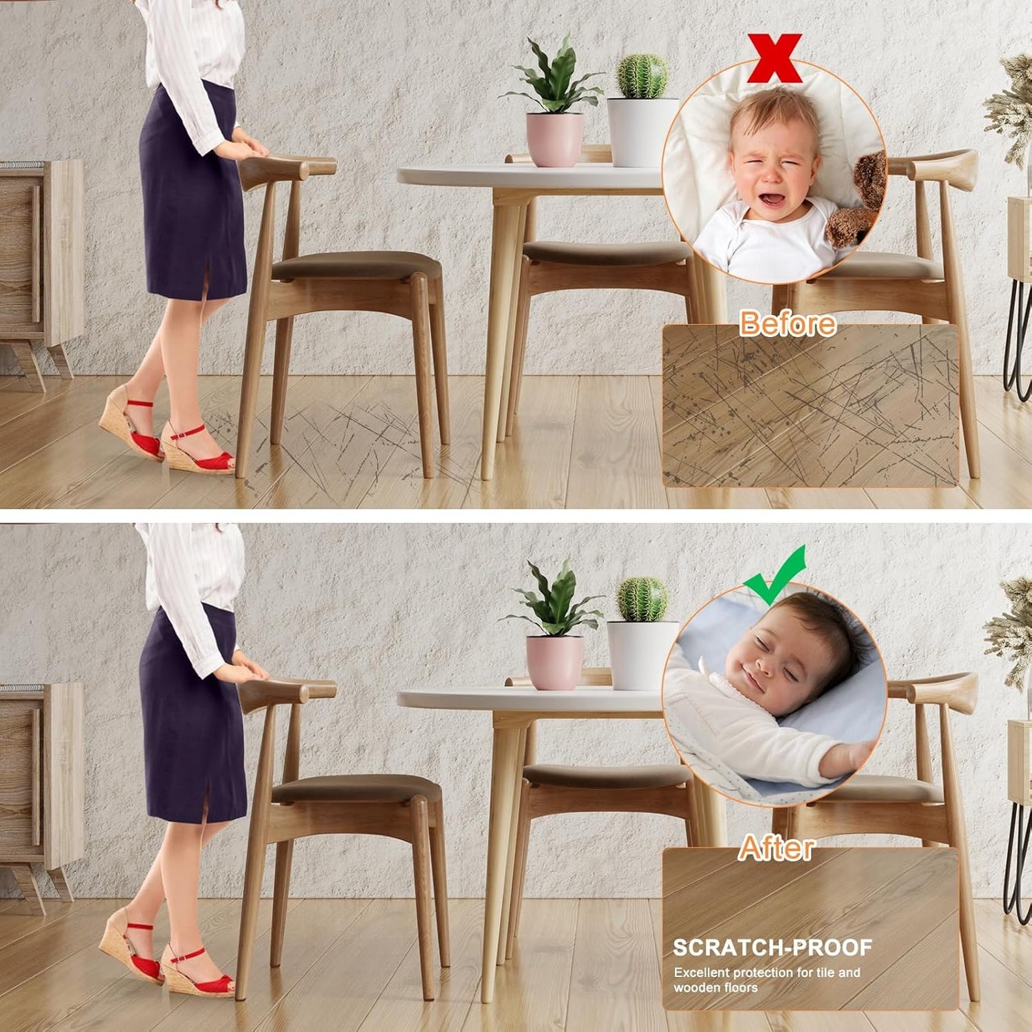 Felt Furniture Pads 300 Pieces, Furniture Pads for Hardwood Floors, Floor Protectors for Furniture Legs, Felt Pads for Furniture Beige