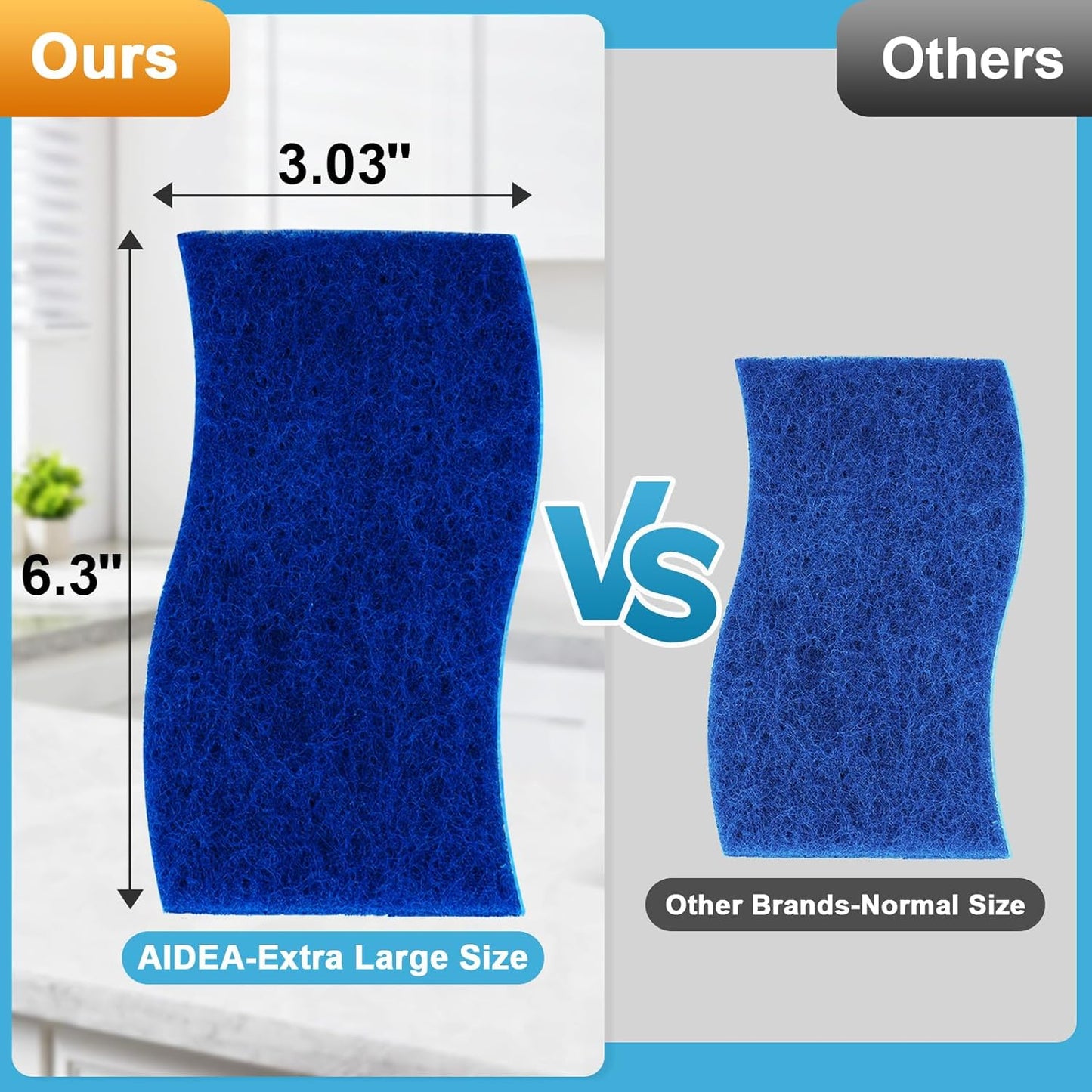 AIDEA XL Scrub Sponges Non-Scratch 12Count, Extra Large Sponges Kitchen, Sponge for Dishes, Cleans Fast Without Scratching Safe for Non-Stick Cookware, Cleaning Power for Kitchen, House