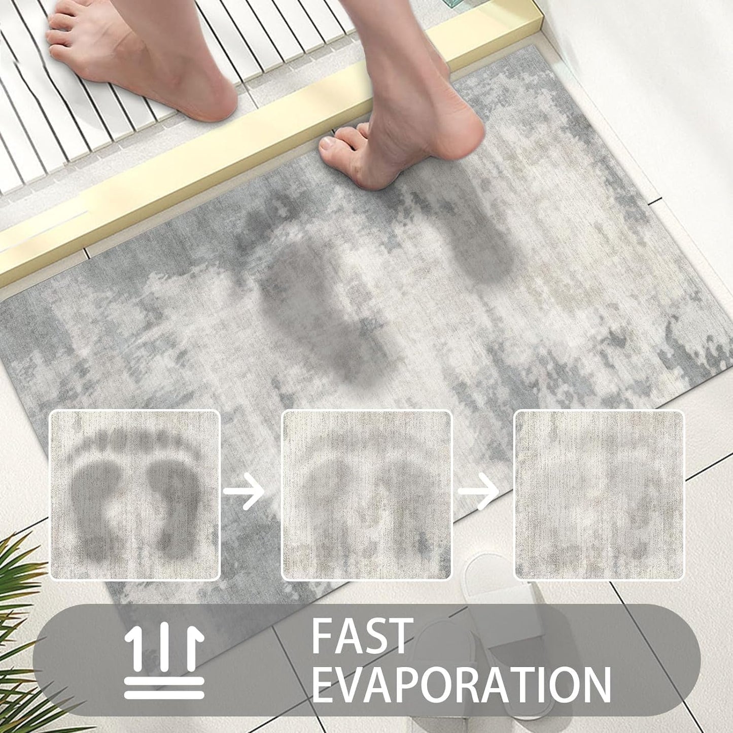 Ultra Thin Door Mat Indoor Entrance, 1/10 in Thin Door Mats for Inside Entry, Non-Slip Rubber Backing Washable Doormat, Fade Resistant, Absorbent, Low Profile Dirt Trapper, 30"X17",Distressed