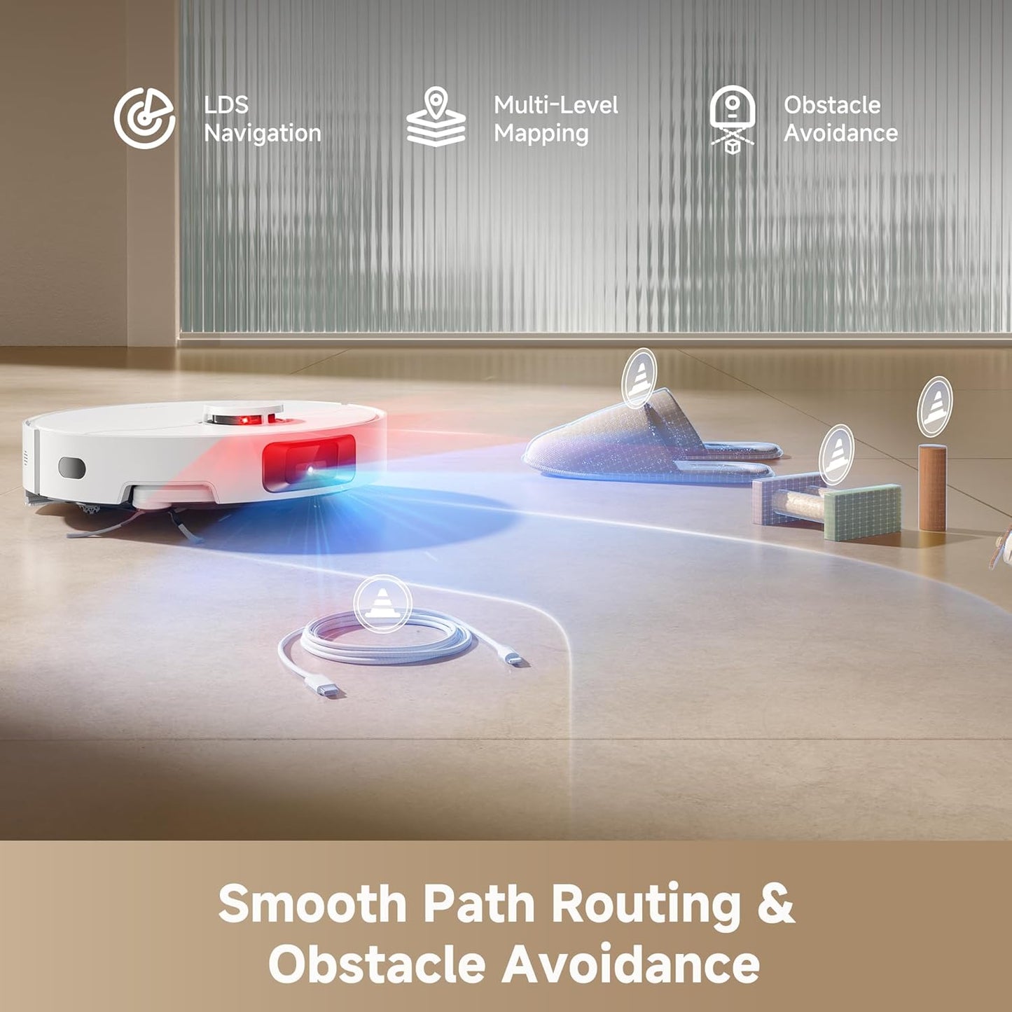 DREAME D20 Pro Plus Robot Vacuum, 13,000Pa Suction, DuoBrush for Pet Hair, Corner Cleaning, Self Emptying, LDS Navigation Laser Avoidance, Vacuum Mop, Hard Floors&Carpets, 5,200mAh Battery White