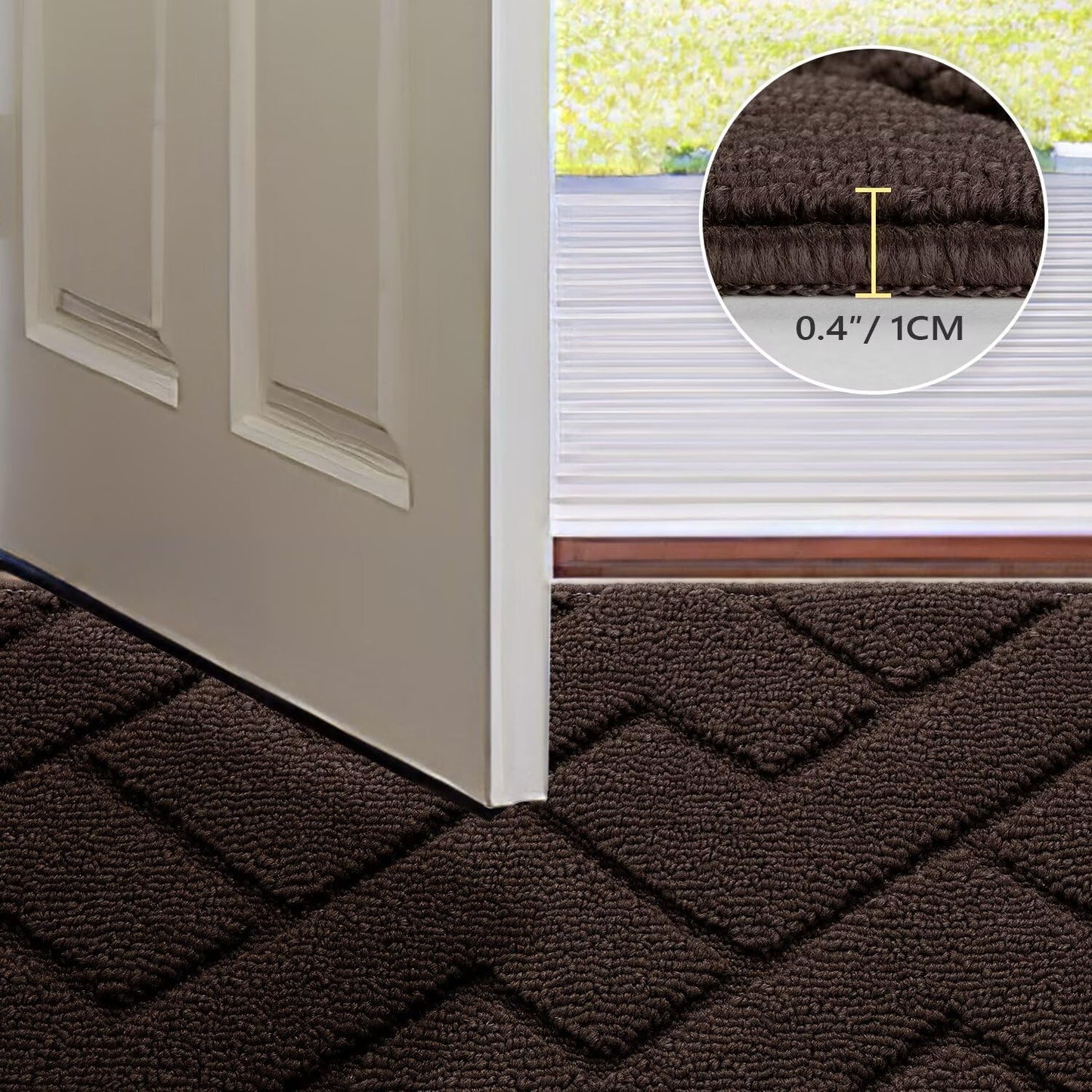 hicorfe Indoor Door Mat,Non Slip Door Mats,32"x48" Front Back Door Mat Rubber Backing,Absorbent Resist Dirt Entrance Inside Floor Mats for Entryway Washable Low-Profile(Coffee)