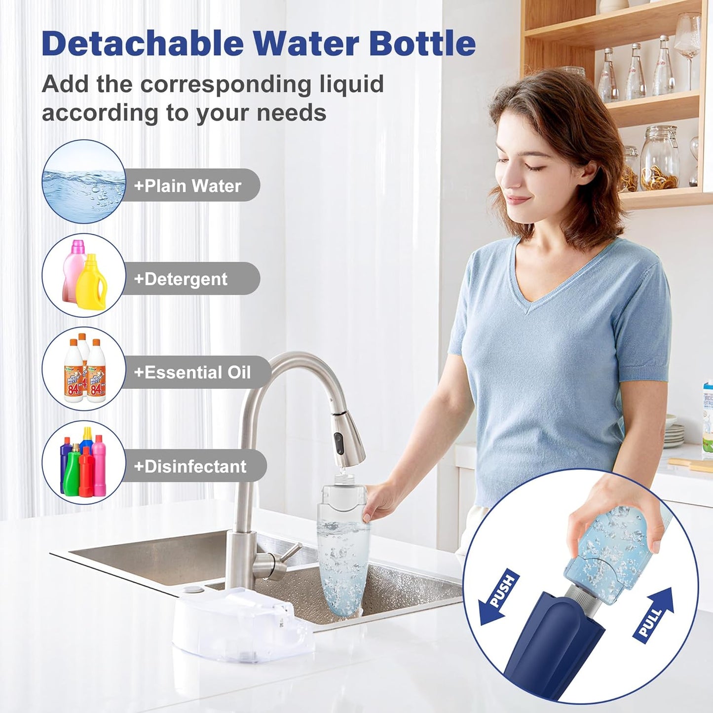 Microfiber Spray Mop for Floors Cleaning: Wet Dry Hardwood Floor Mops with 3 Washable Pads for Swiffer Powermop - Flat Mop with Sprayer for Tile Wood Laminate Vinyl Marble Floor