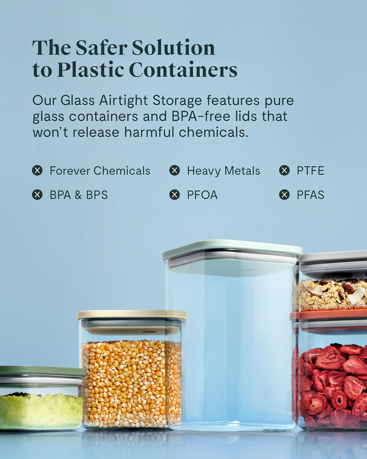 Caraway 1qt Glass Airtight Food Storage Container with Lid – Non-Toxic, BPA-Free Kitchen Storage Container – Stackable, Space-Saving Airtight Container for Dry Goods and More - Cream