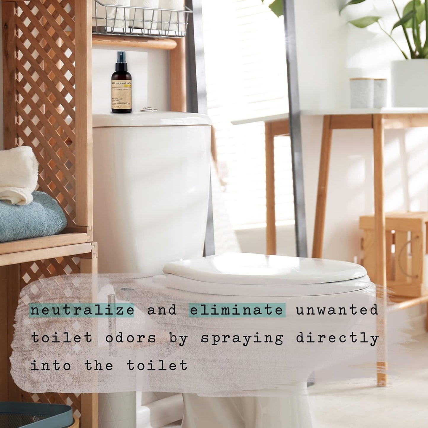 Air Essentials Essential Oil Toilet Spray - Odor Eliminator & Air Freshener - Made with Pure Essential Oils - Lemon Burst - 4 Ounce