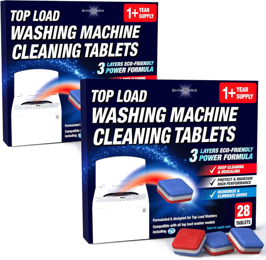 Washing Machine Cleaner Tablets 56 Pack for HE Top Load - Eco Friendly Washer Machine Cleaning Tablets - 3 Layers Septic Safe Wash Machine Full Deodorizer Descaler Protector - 2 Plus Year Supply