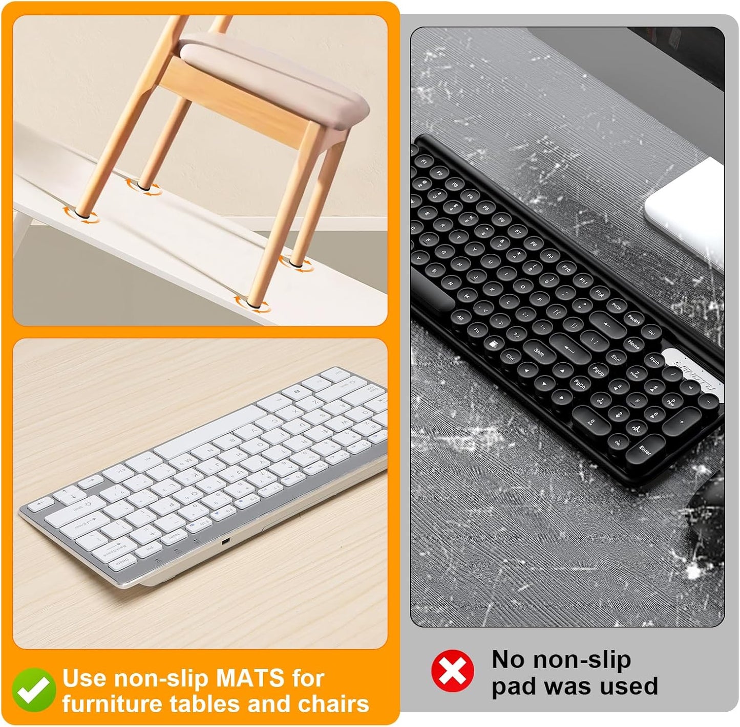 CHUNZEXI Non Slip Furniture Pads 6 PCS 6" x 2", Self Adhesive Rubber Grippers for Furniture Legs, Anti Skid Floor Protectors, Prevent Scratches & Sliding