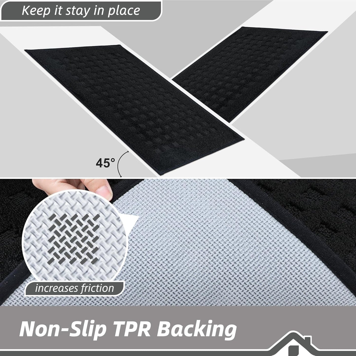 BEQHAUSE Waffle Door Mats Indoor 24"x36", Dog Mat for Muddy Paws Absorbent and Dirt Resist Floor Mats Non-Slip Washable Rugs for Entryway, Welcome Mat for Front Back Door, Muddy Wet Shoes, Black