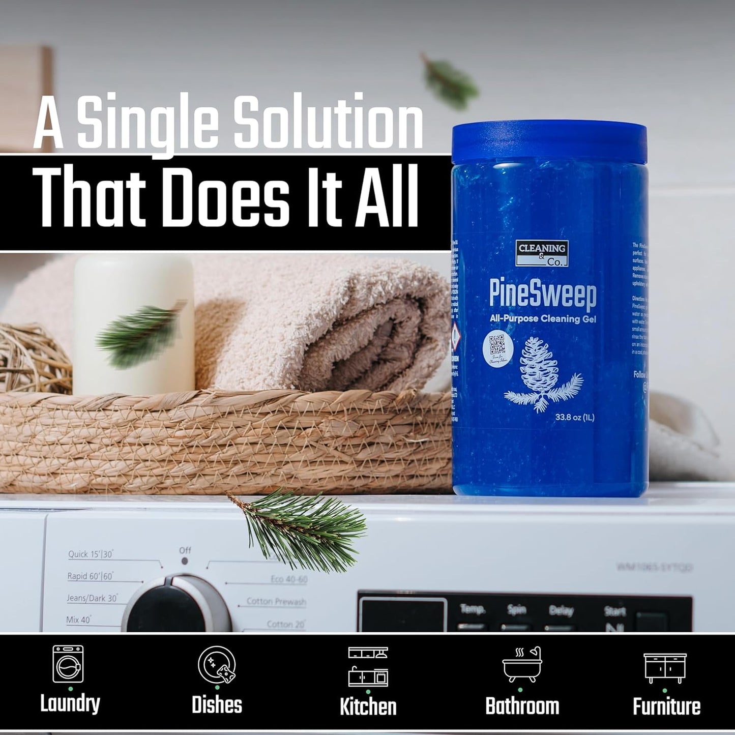 All-Purpose Cleaning Gel with Pine Oil – Multipurpose Household Cleaner for Bathroom, Kitchen, Floors, Laundry & More, 33.8 Fl Oz (Pack of 2)