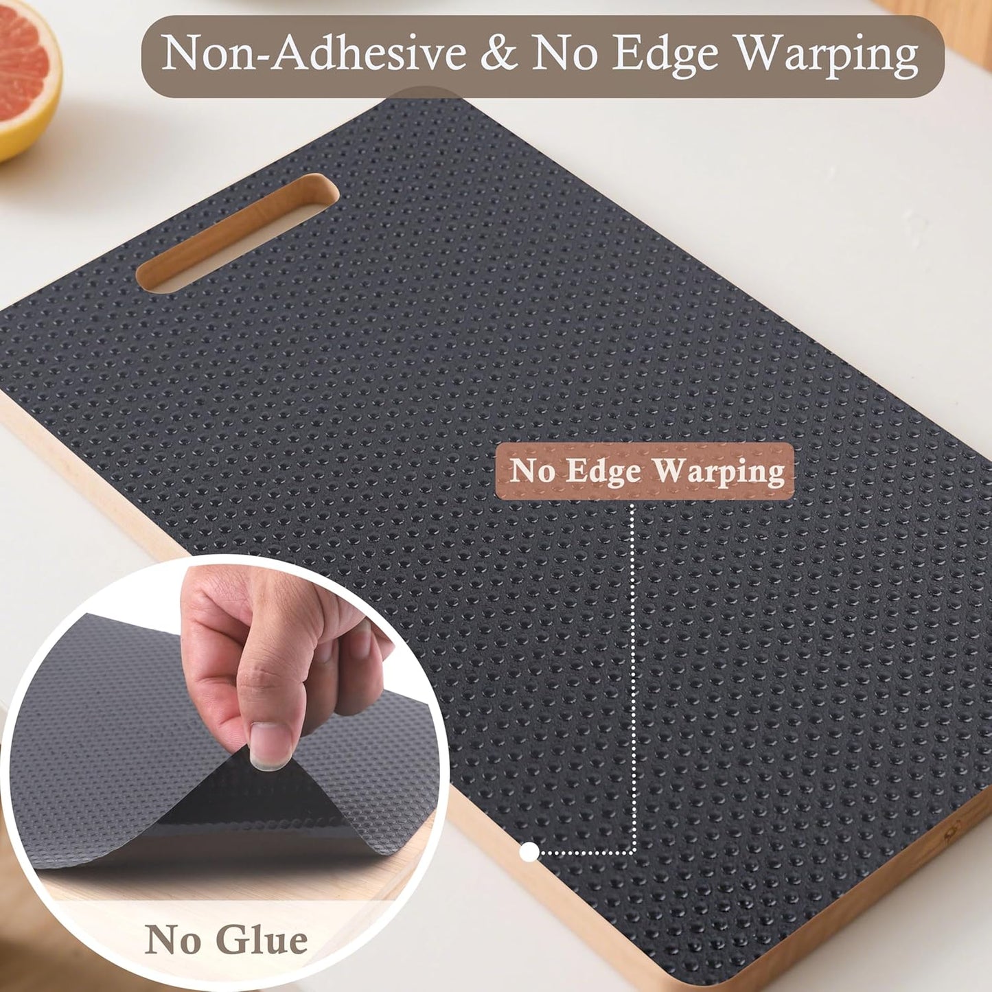 Cabinet Shelf Liners 15 Inch Wide X 20 Ft Kitchen Drawer Liner Non-Adhesive Pantry Cupboard Liner Non-Slip Waterproof & Oil-Proof Refrigerator Shelf Liners Strong Grip Drawer Mat(Black)