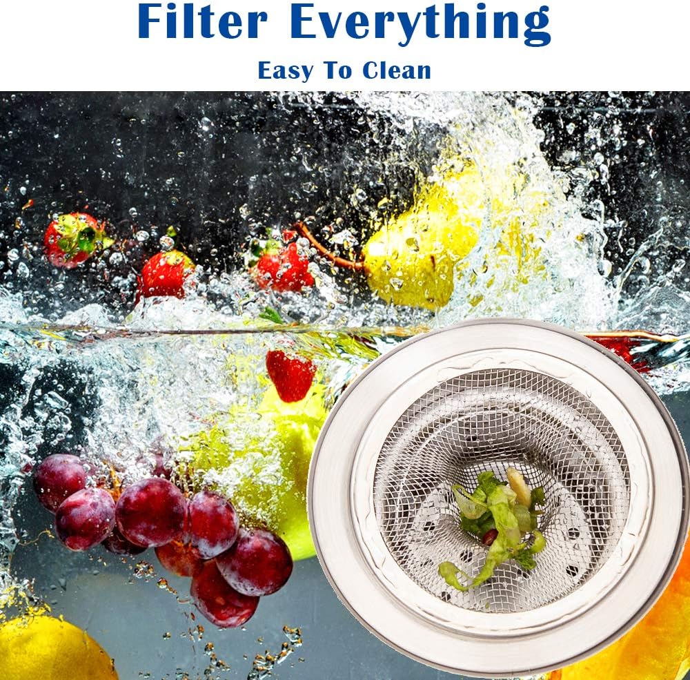 40 pcs Heavy Duty Stainless Steel Slop Basket Filter Trap, 2.75" Top / 1" Mesh Metal Sink Strainer,Perfect for Kitchen Sink/Bathroom Bathtub Wash Basin Floor Drain Balcony Drain Hole RV Sink