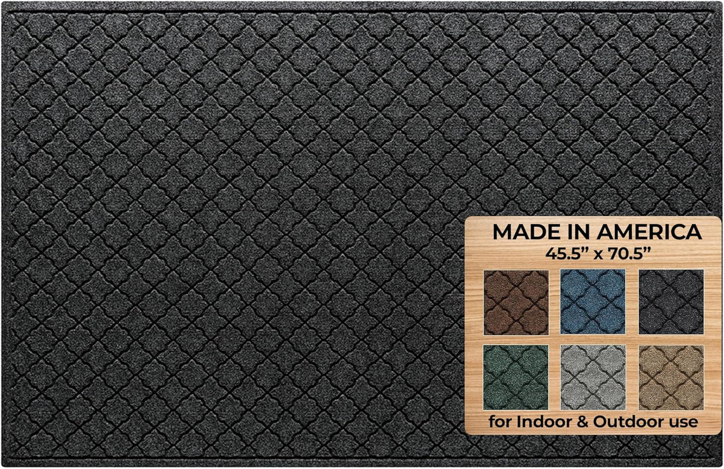 WaterHog Heavy Duty Doorway Mat, 4' x 6', Made in USA, Durable & Skid-Resistant Entryway Mat, Water-Trapping, Indoor/Outdoor Decorative Floor Covering, Cordova Collection, Charcoal