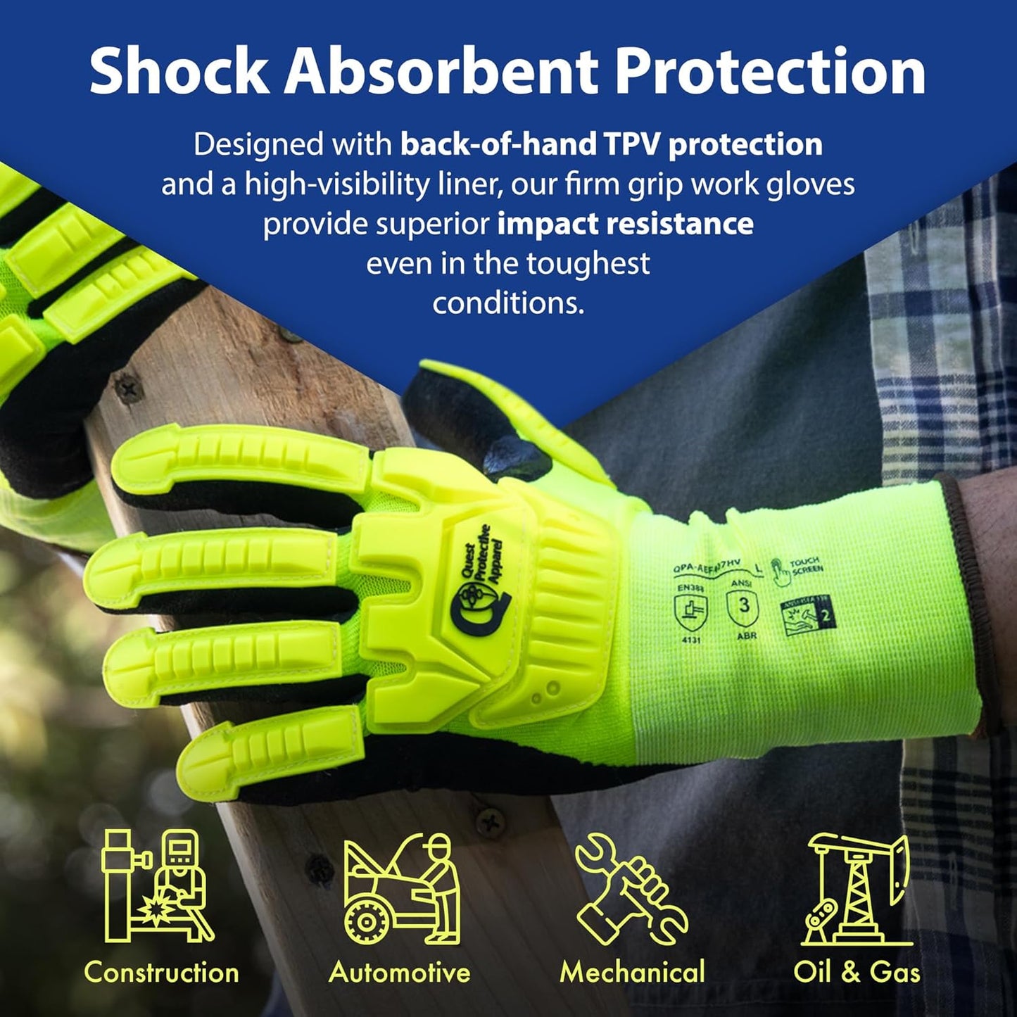 Quest Protective Apparel - High Visibility Cut Resistant Work Gloves - Puncture Resistant Safety Gloves for Men and Women X Large, 1 Pair