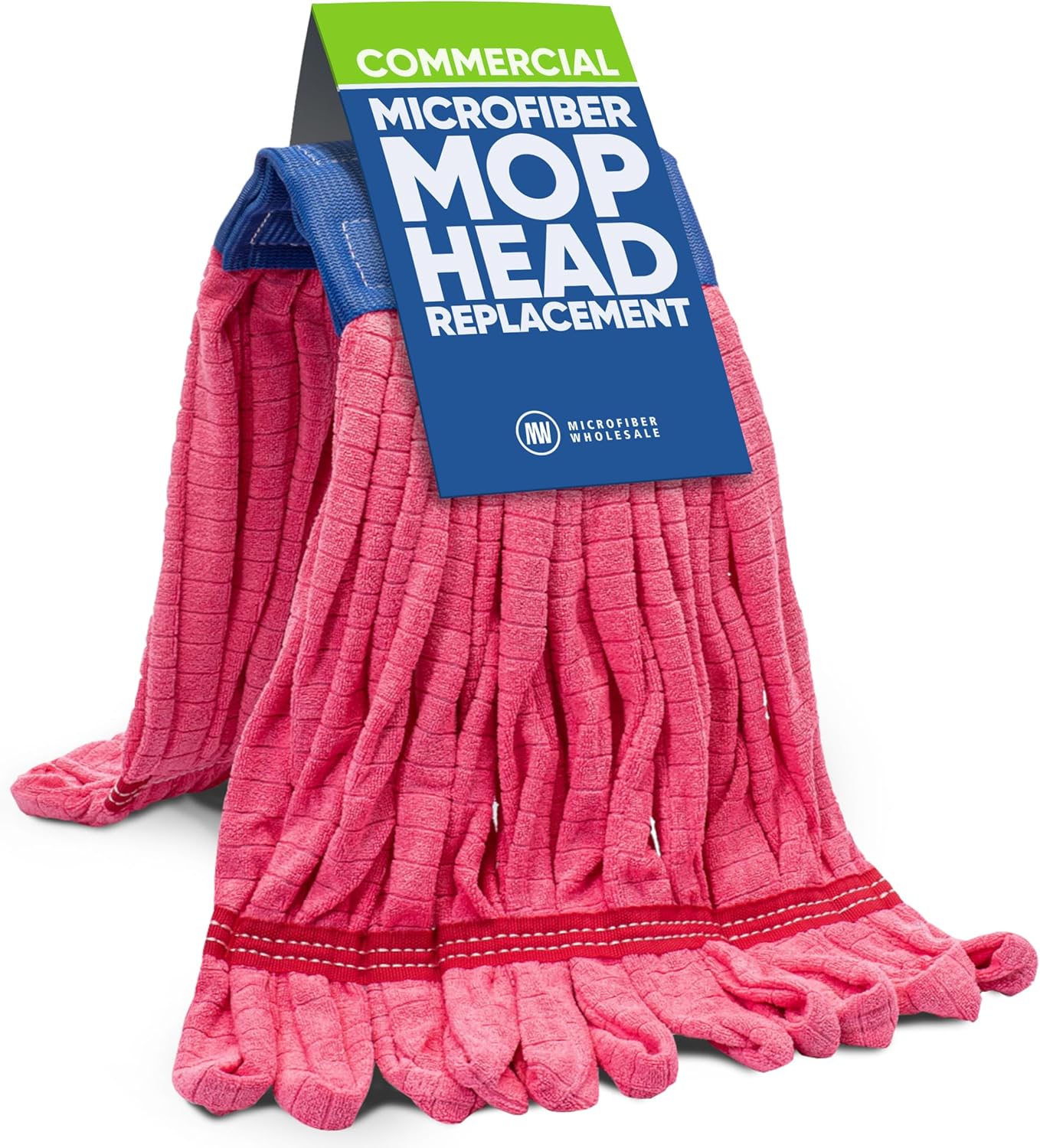 Commercial Mop Head Replacement – 1 Pack Medium Red Microfiber Tube Mop (14 oz.) | Industrial Wet Mops | Refill Heads, Machine Washable, Heavy Duty | Hardwood, Tile, Laminate, Vinyl Floors