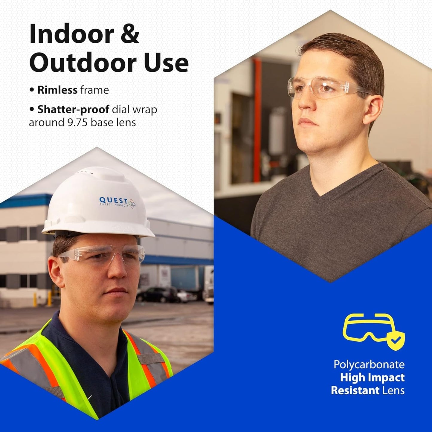 Quest Protective Apparel Safety Glasses for Men and Women - Anti Fog Safety Goggles for Shooting, Lab, or Construction – Polycarbonate Eye Protection [Clear & Pack of 144 Pairs]