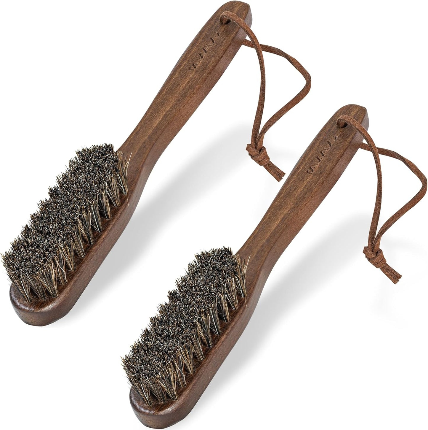 Takavu Horsehair Laundry Stain Brush Set (2 Pack) - Soft Bristle Spot Cleaner for Delicate Fabrics, Clothes Pre-Wash, Gentle Garment Care Tool