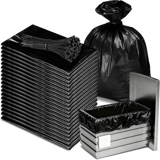 24 Pcak Trash Compactor Bags for 15" Wide Models Black Heavy Duty Garbage Compactor Bag Leak-proof Kitchen Trash Bags with 100 Pcs Twist Ties 2.4 Mil Tear Resistant, Extra Strong Liner