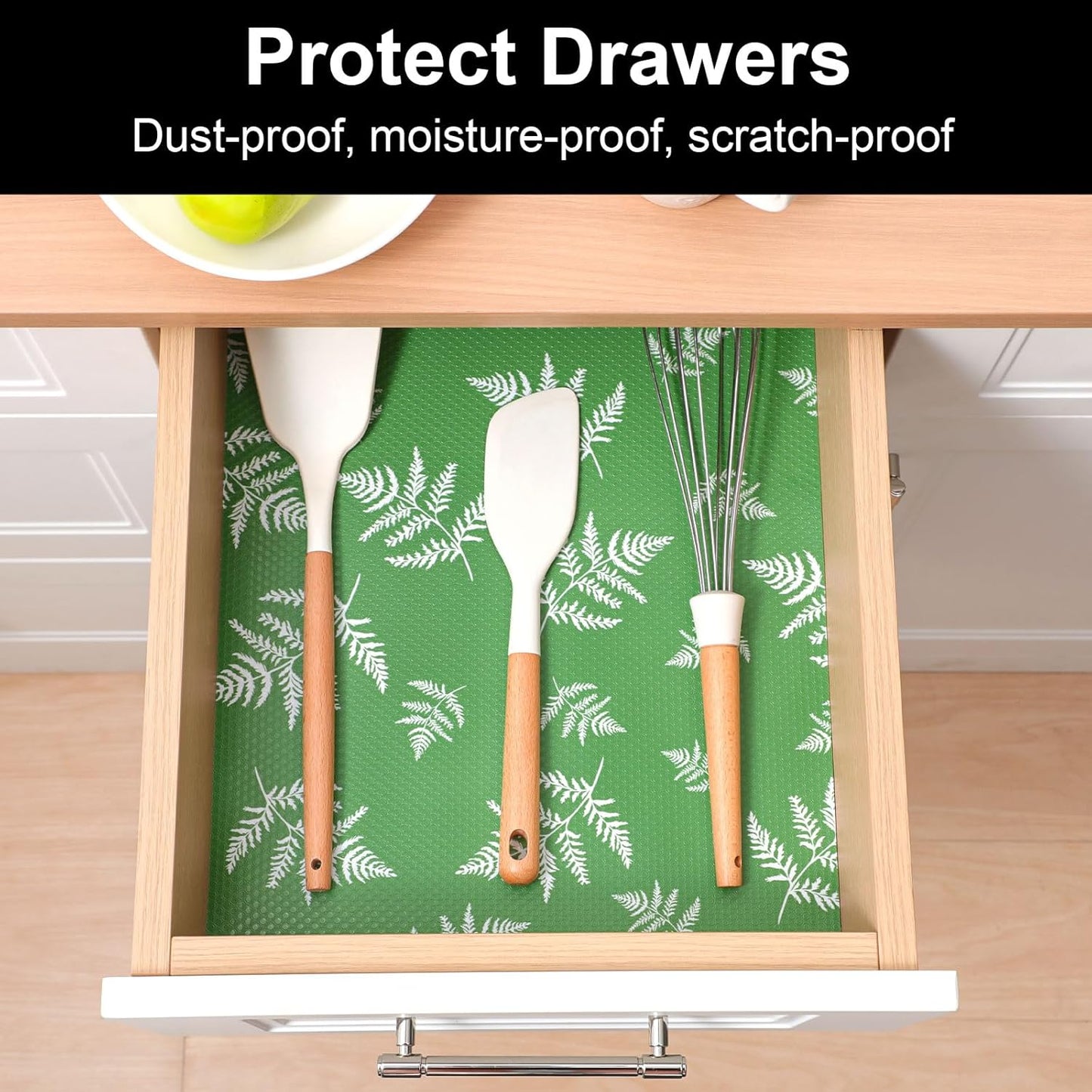 Cooyes Shelf Liners for Kitchen Cabinets Refrigerator Liners Waterproof & Oil-Proof Kitchen Cupboard Liner Drawer Mats EVA Material Non Adhesive Fridge Liner for Shelves