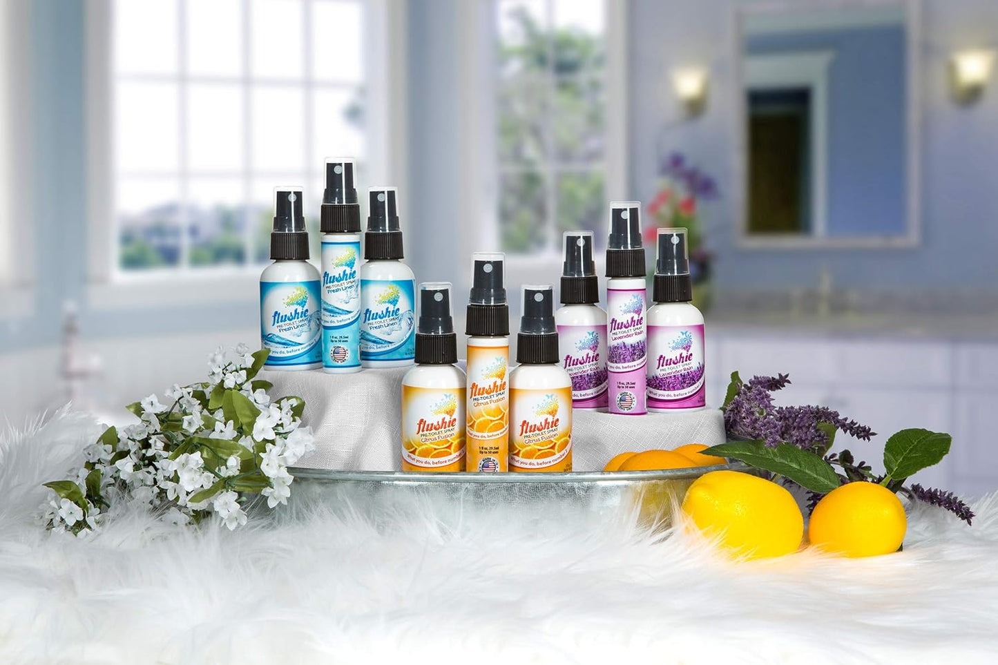 Flushie Pre-Toilet Spray 16 oz Citrus Fusion Scent Bathroom Spray 16-Ounce Pump Spray Bottle Refill