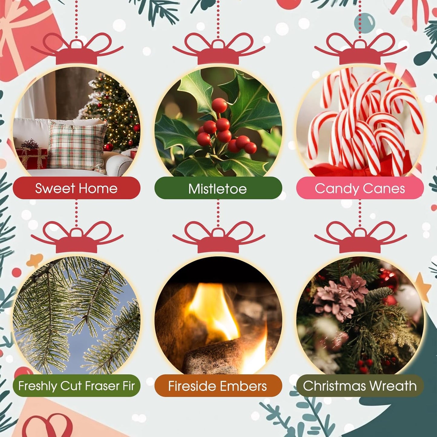 SCENTORINI Christmas Wax Melts, Soy Wax Melts for Wax Warmers Non-Toxic, 12-Pack Scented Wax Cubes Strong Scent, Long Lasting Fragrance Gifts for Christmas