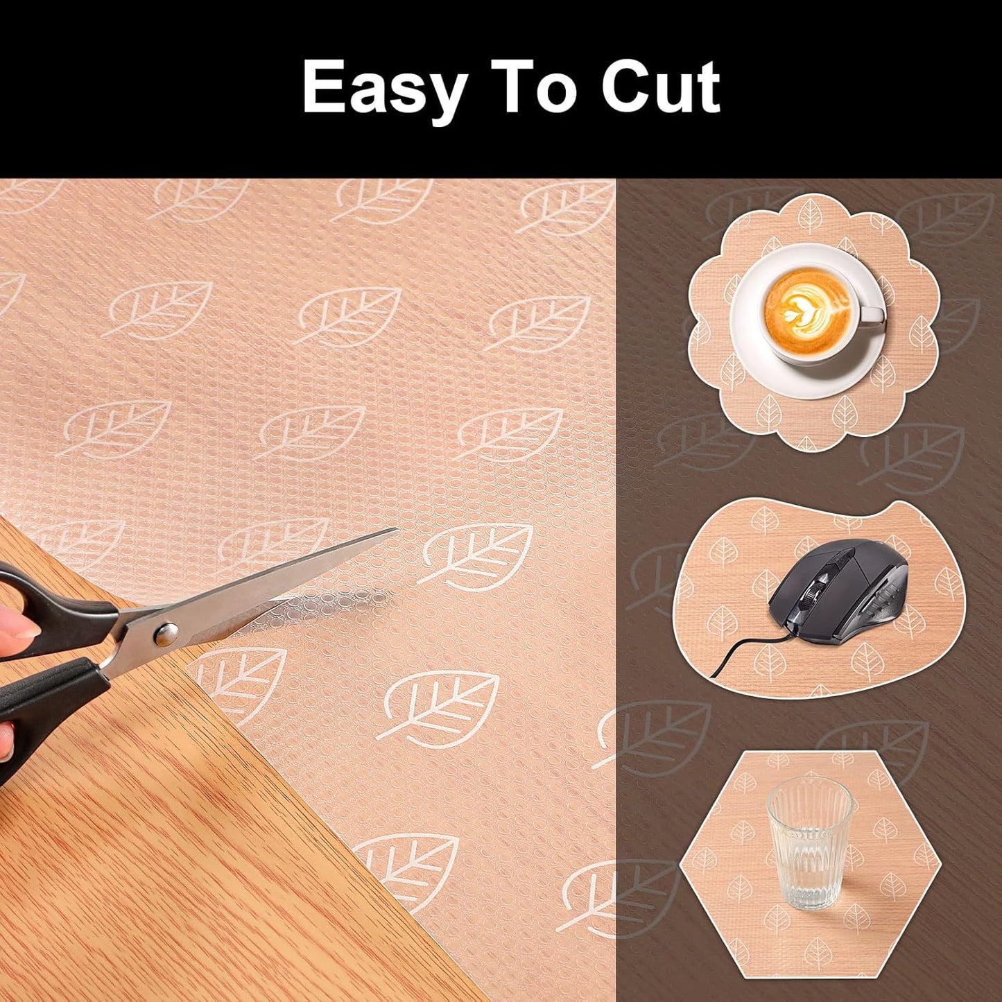 Cooyes Shelf Liner Drawer Liners, Shelf Liners for Kitchen Cabinets, Non Adhesive Cabinet Liner, EVA Waterproof Non-Slip Refrigerator Liners for Kitchen, Drawer