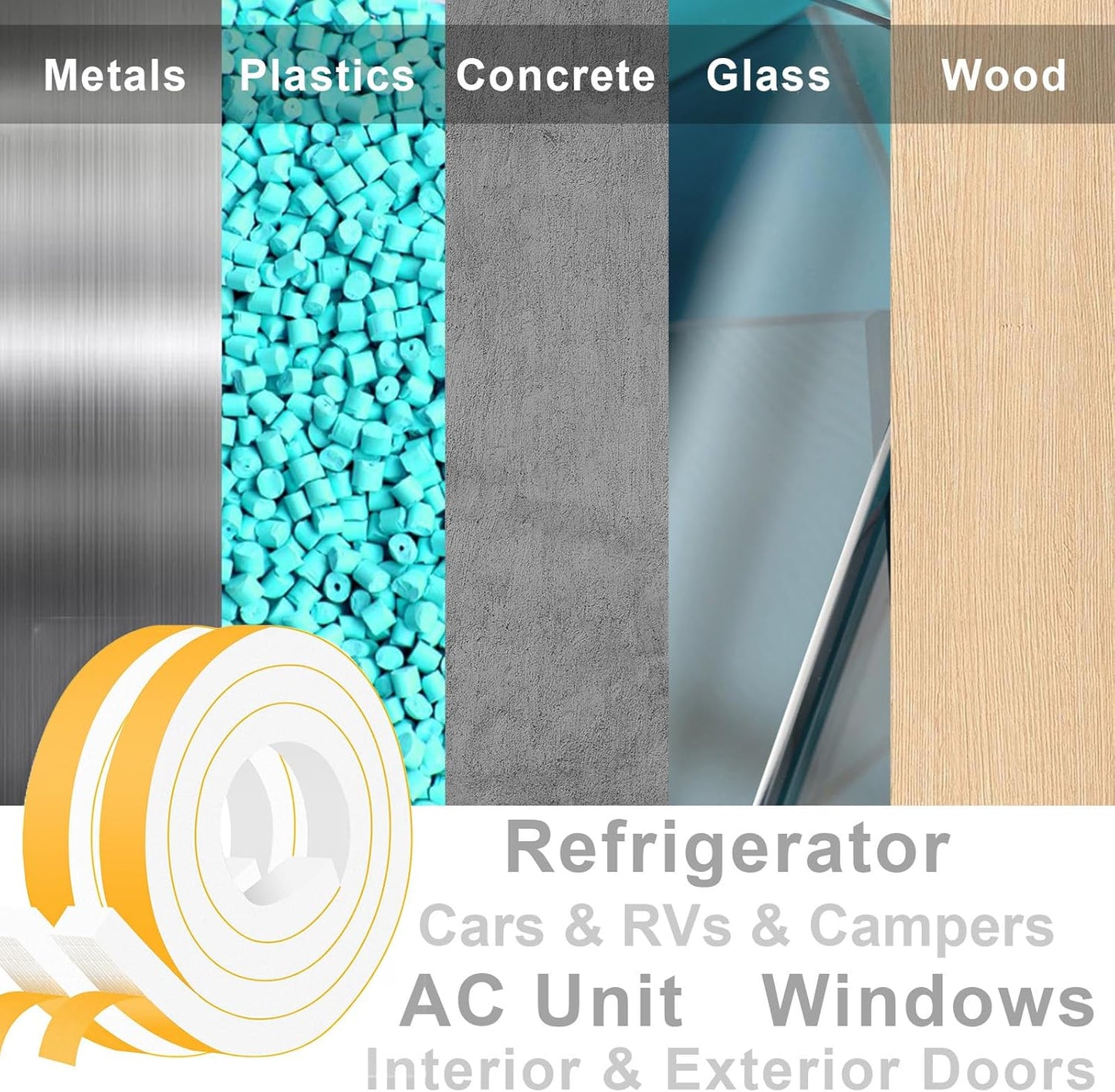 Strong Adhesive White AC Foam Insulation, High Density Foam Insulation Tape for Automotive, Furniture Protective, Gasket Seal, Self Adhesive Foam Tape(1 in x 3/4 in x 13Ft)