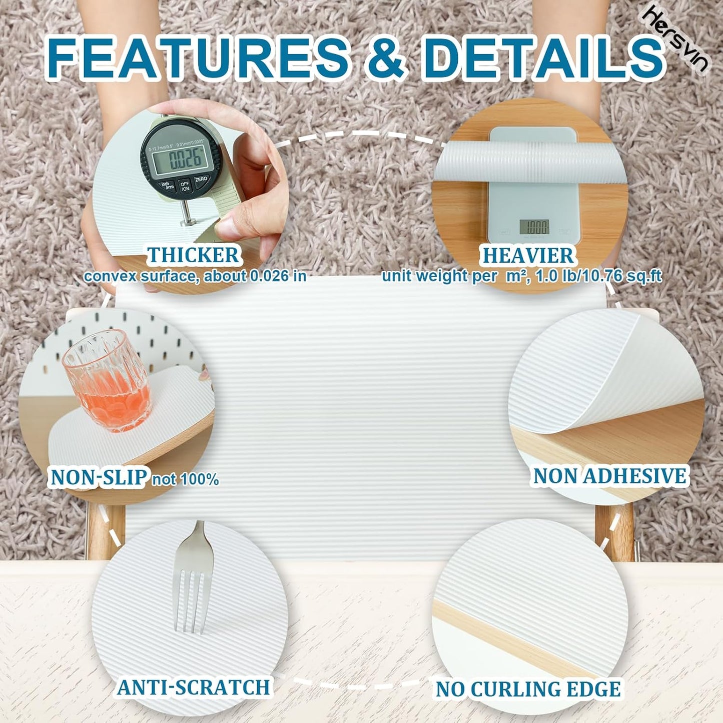 Shelf Liners 14 in x 20 ft EVA Drawer Mats, Non-Adhesive Cupboard Protector, Kitchen Cabinet Lining Fridge Liner (White Stripe, 35.6x610cm)