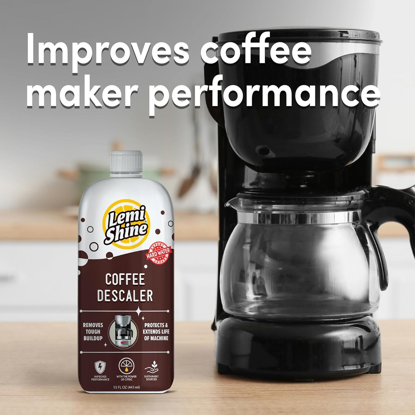 Lemi Shine Coffee Descaler - Food-Grade Citric Acid Coffee Maker Cleaner for Nespresso, Keurig, and More - 15 oz