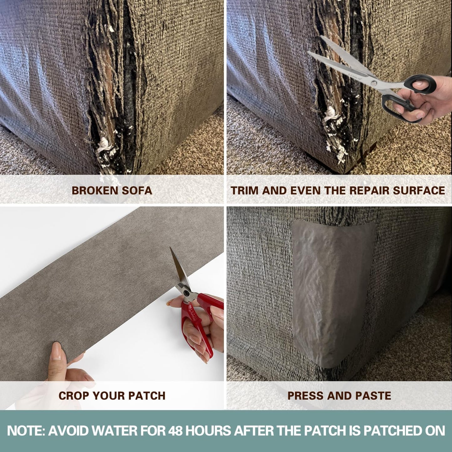 Velvet Repair Patch, Self-Adhesive Flannel Fabric Patch, Multi Colors, Microfiber Patch，Can be Used to Patch Sofas, Car Seats, Handbags, Jacket Holes and Tears (Grayish White)