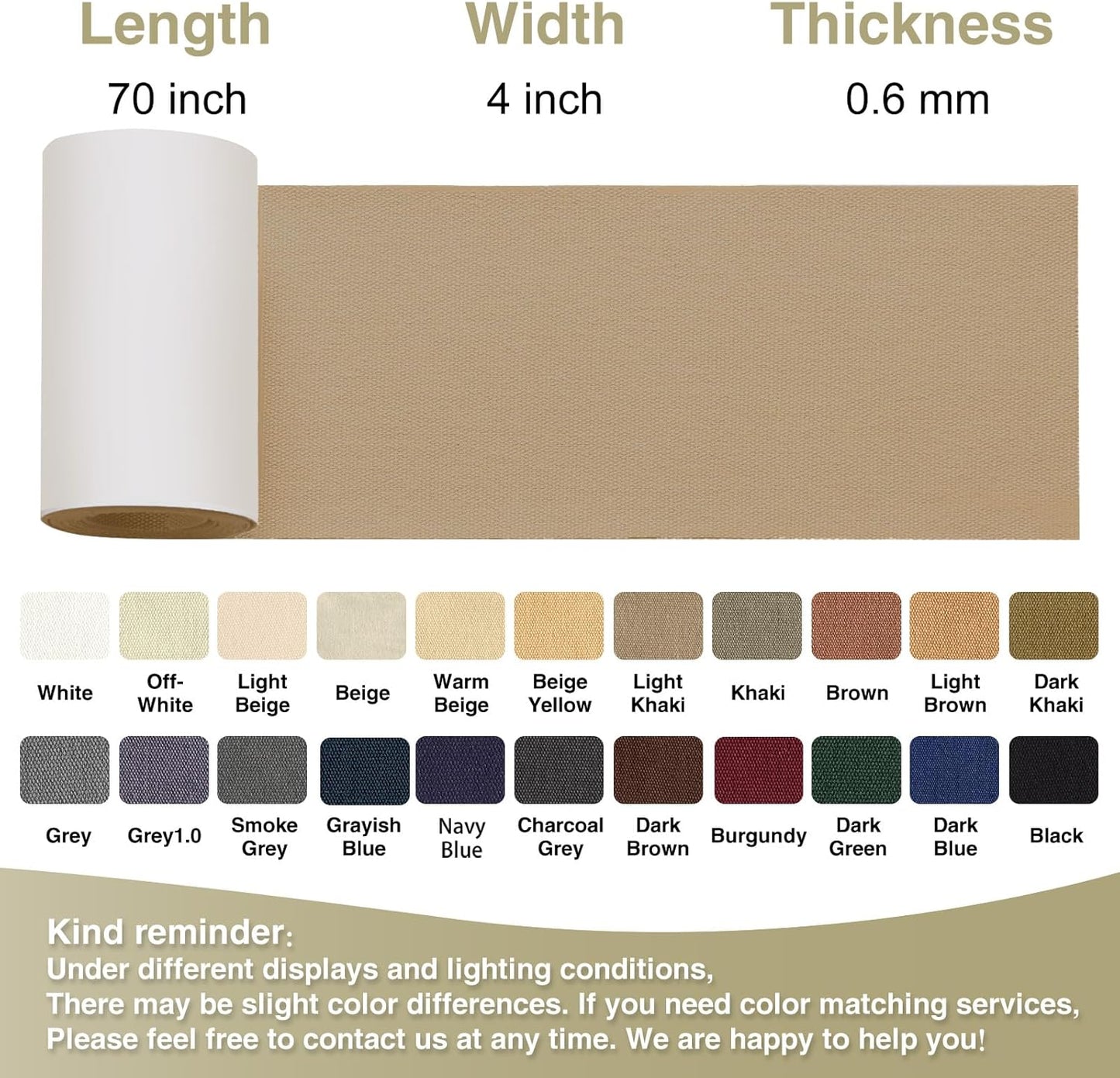 Canvas Repair Tape 4×70 Inch Waterproof Self-Adhesive Fabric Repair Patch for Repairing Boat Covers,Tents,Patio Umbrellas,Car Seats,Luggage,Sofas.(Light Khaki)