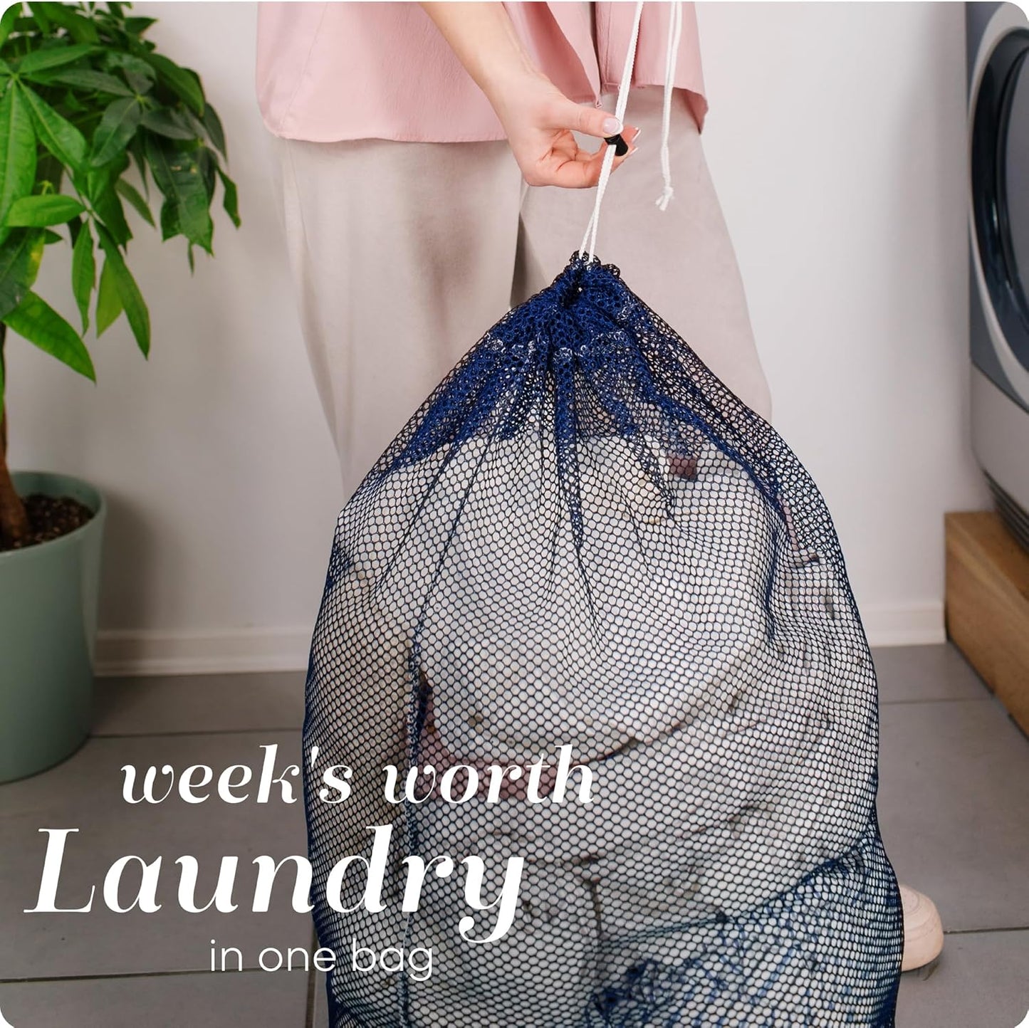 Handy Laundry Mesh XL Laundry Bag - Durable, Machine Washable with Secure Drawstring Closure - Perfect for College Dorms, Laundromats, Apartments (Blue, Large 24" x 36")