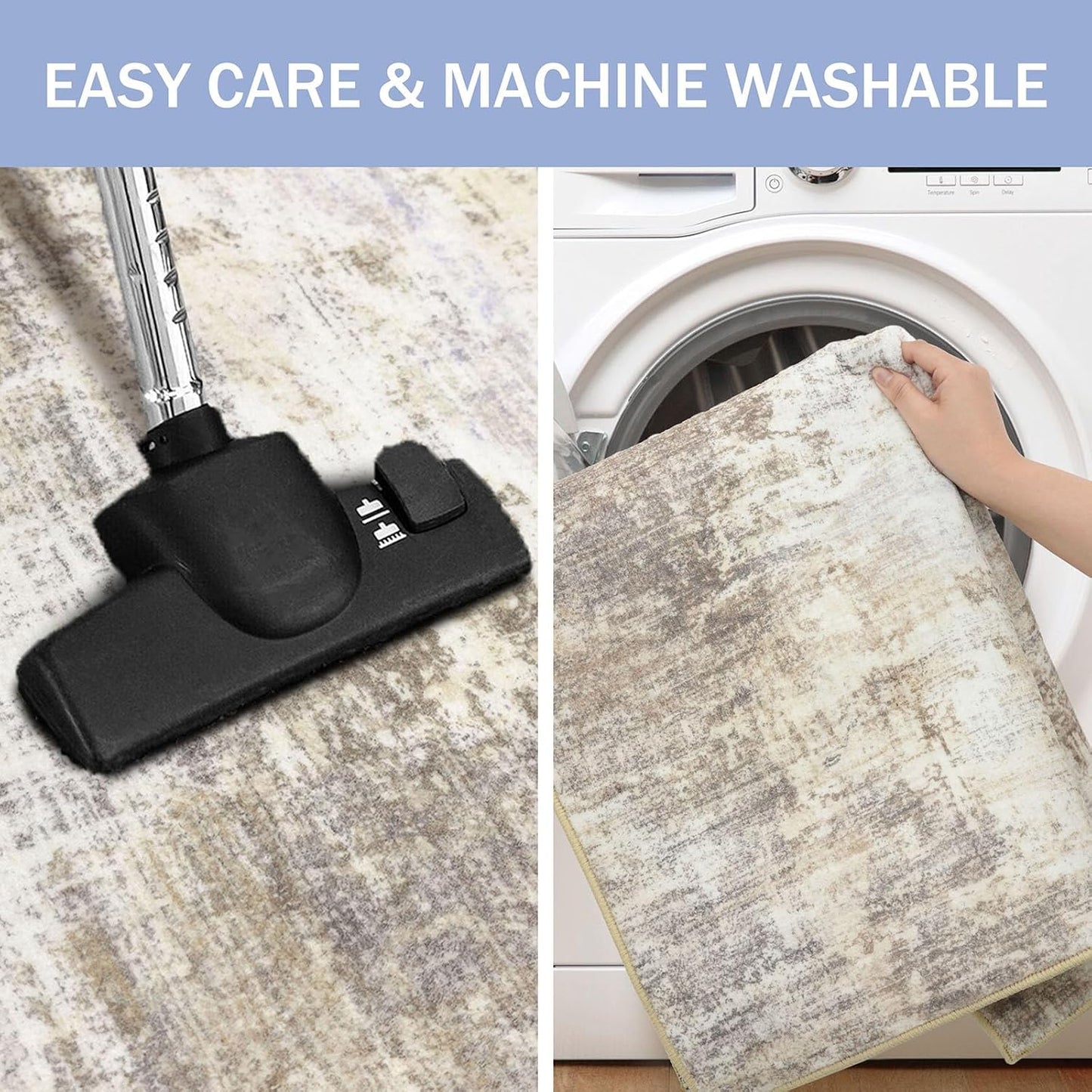 IOHOUZE Abstract Runner Rug 2x7 Ft Washable Runners for Hallways, Non Slip Kitchen Runner Printed Faux Wool Entryway Runners Indoor, Modern Abstract Floor Carpet for Hall Kitchen Bedroom, Beige Brown