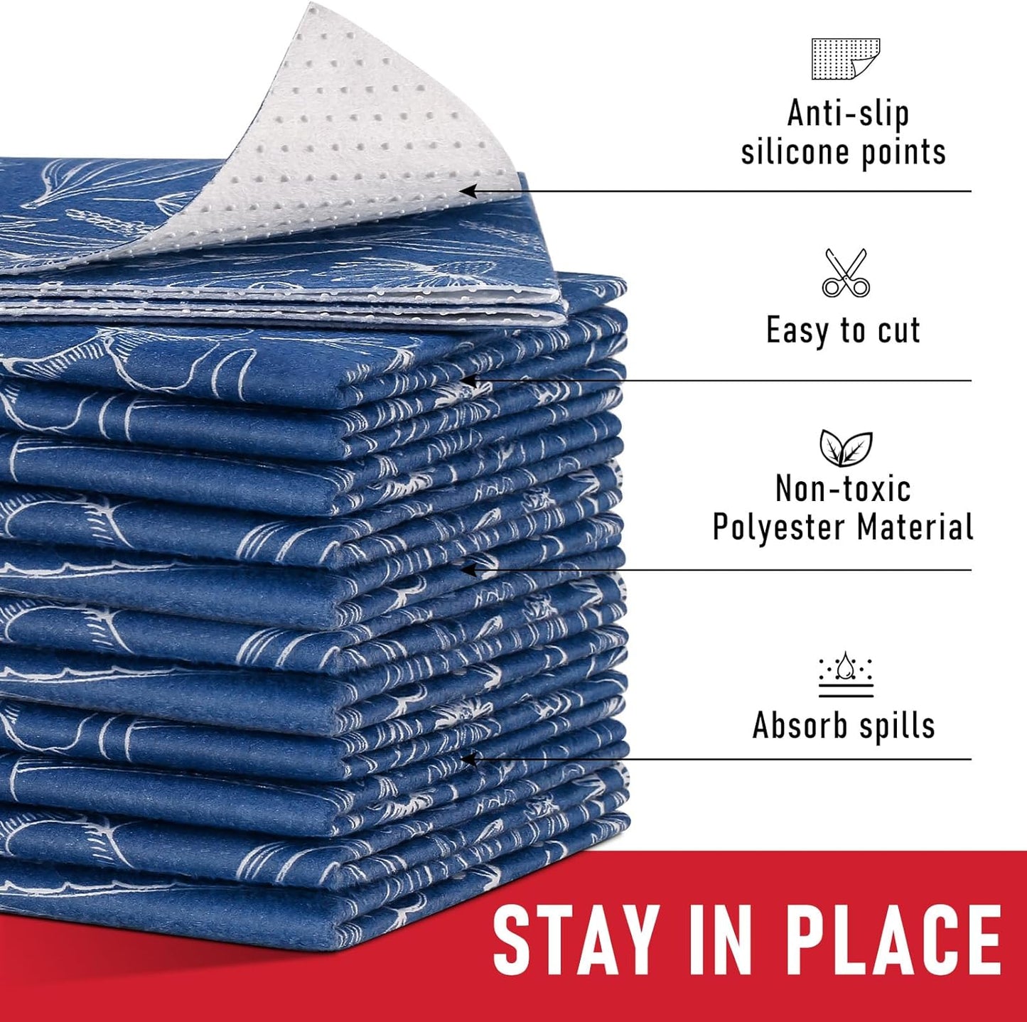 Cooyes 6 Pack Refrigerator Shelf Liners for French Door Fridge, 17.7" × 36" Extra Large, Non-Slip Fridge Mats Machine Washable, Refrigerator Drawer Liner for Glass Shelves Kitchen Cabinet