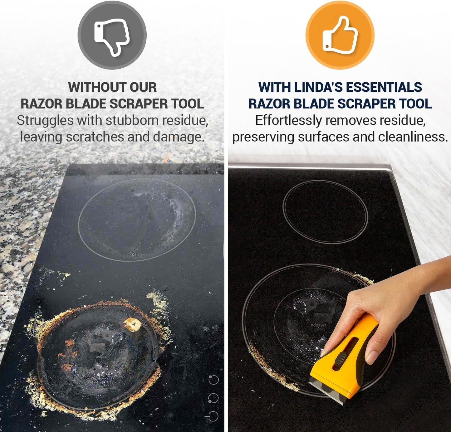 Razor Blade Scraper Tool With 15 Extra Blades - Razor Scraper Tool for Glass, Stove Top Scraper, Scraper Tool for Kitchen, Paint, Glass, Window, Cleaning