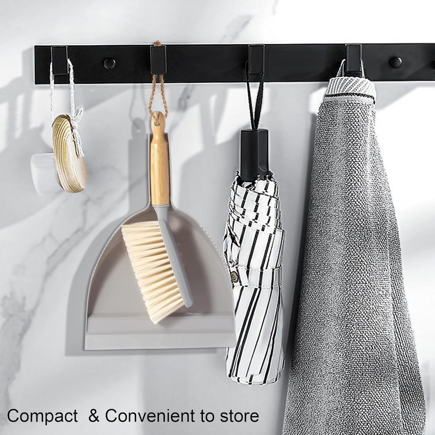 Small Dustpan and Brush Set - Mini Broom with Dustpan Set, Handheld Broom and Dust Pan Combo Set for Home, Pet Care, Car, 14 x 8.7 inch, Grey