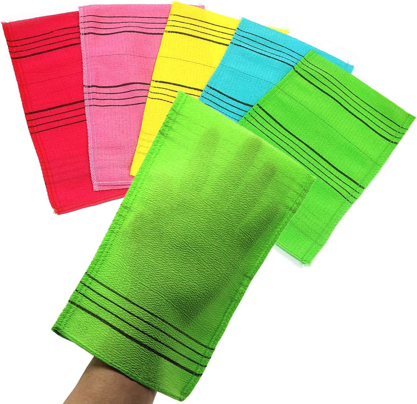 Korean Exfoliating Mitt, Large Size, 5 Colors, Back and Body Exfoliating Washcloth for Removing Dry, Reusable (Mix, 5)