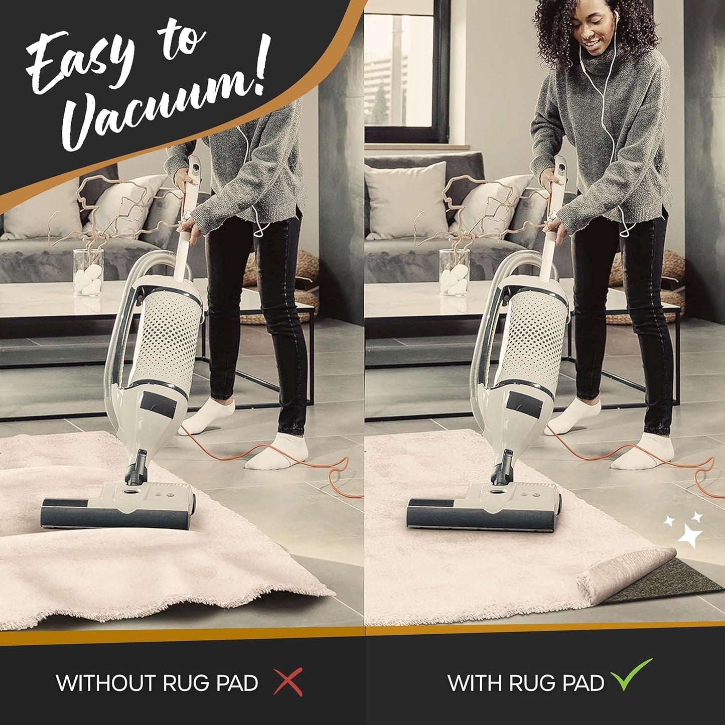 Nevlers Felt Rug Pad 9x12 | 1/4" Rug Runner Liner | Anti Skid Rug Gripper for Hardwood Floors Tile Slate & Stone | Felt TPO Under Rug Non Slip Pad | Sustainable Rug Pad Non Slip Grippers