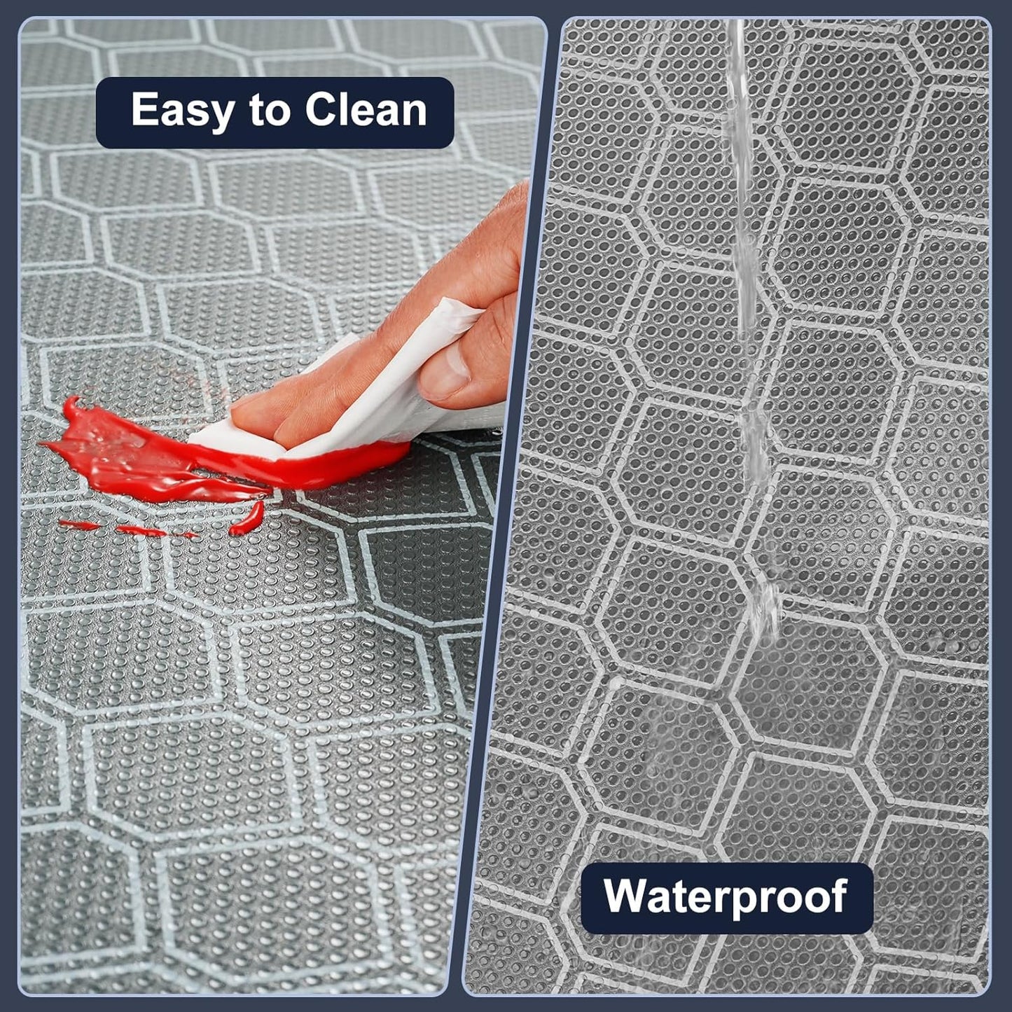 Non-Adhesive Shelf Liner Roll - Waterproof No-Slip Drawer & Cabinet Mat for Kitchen, Refrigerator, Bathroom, Easy to Cut EVA Drawer & Shelf Liners, 12" x 197", Grey