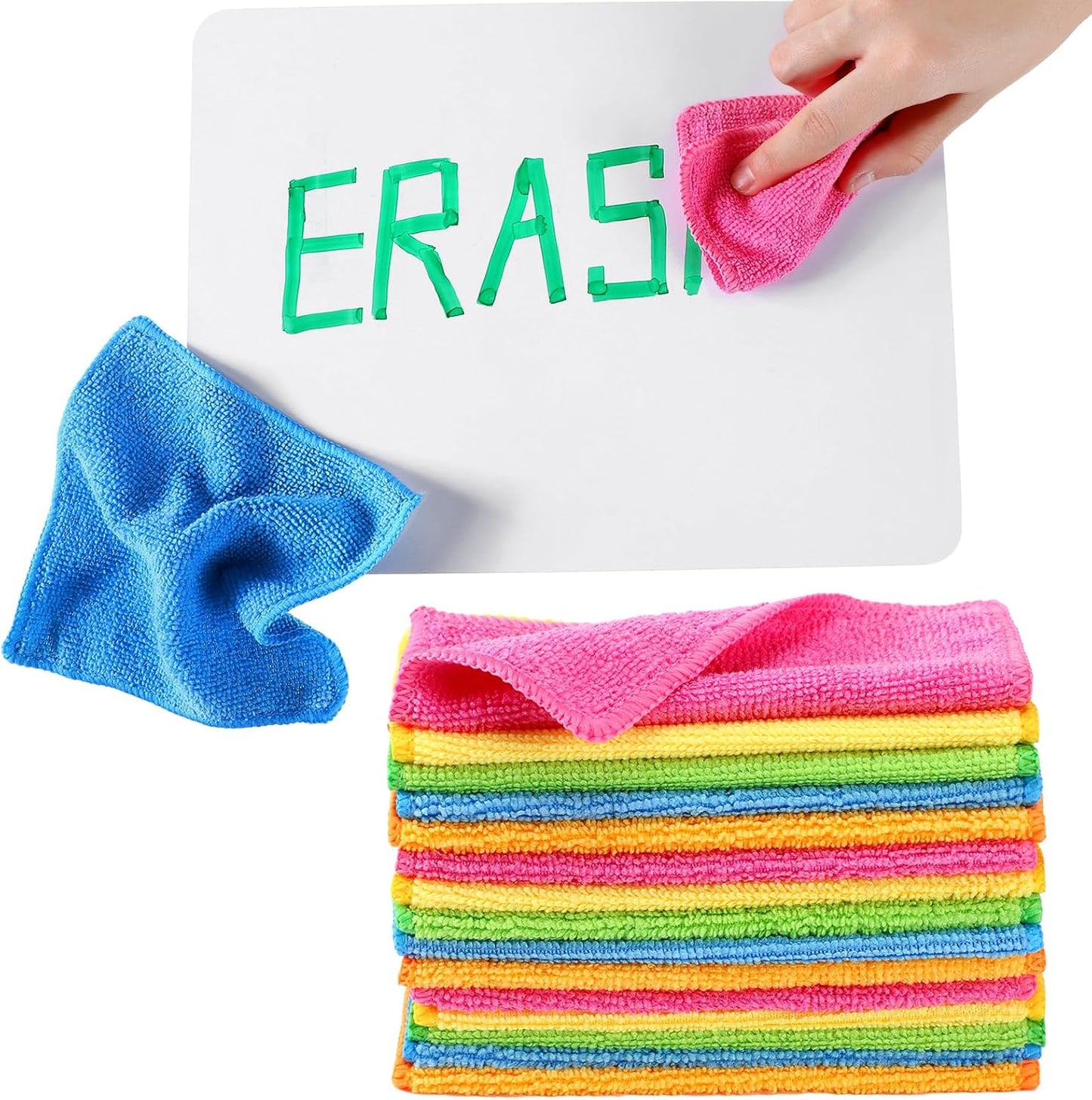 Tanlade Microfiber Cleaning Cloth 6"x6" Cleaning Rags Reasonable Kitchen Towels Microfiber Towels Cars Wash Dry Erase Cloth (Green/Blue/Yellow/Pink/Orange,30 Pcs)