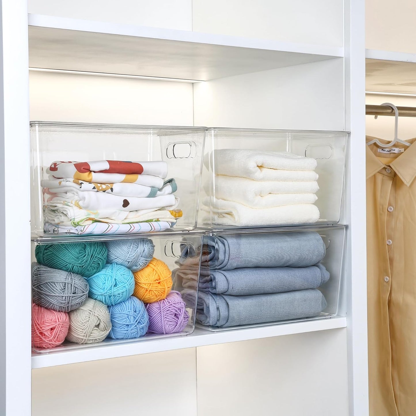 Vtopmart 8 Pack Clear Stackable Storage Bins with Lids,XLarge Plastic Containers with Handle for Pantry Organizer and Storage,Perfect for Kitchen,Fridge,Cabinet, Closet,Bathroom Organization