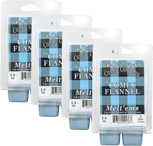 Our Own Candle Company Premium Wax Melt, Comfy Flannel Scent, Handmade in The USA, 24 Cubes (4 Pack, 9.6oz Total)