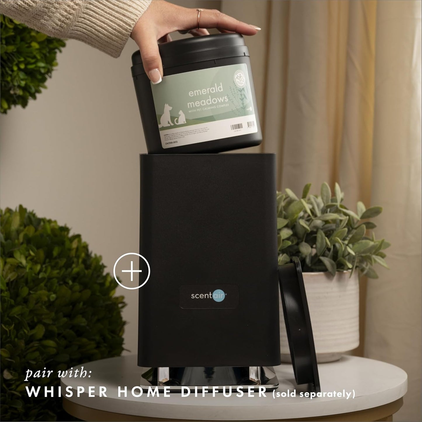 ScentAir Whisper Home Monthly Plug-in Refill, Fragrance Cartridge for Home and Office, Emerald Meadows Pet Calming