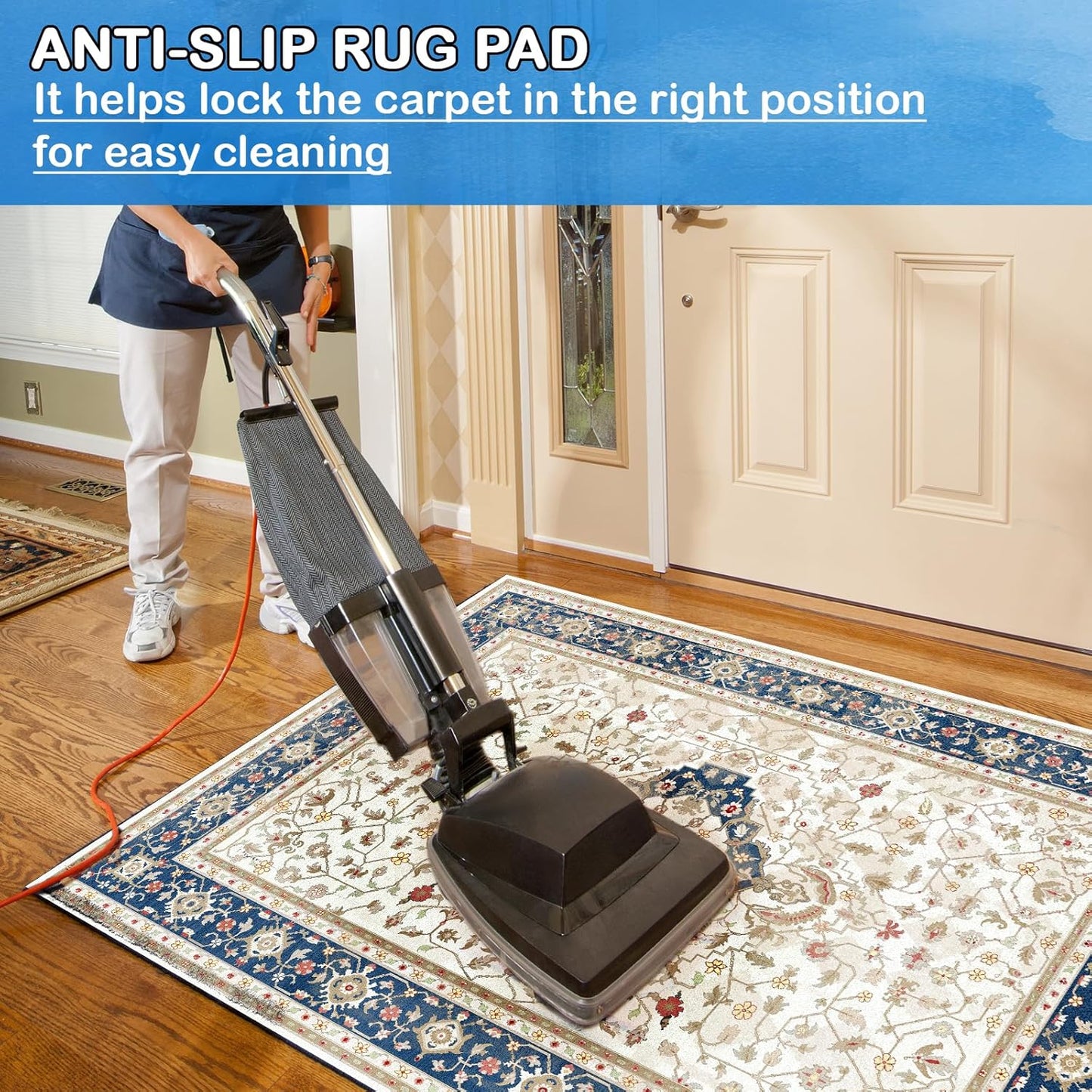 Non-Slip Rug Pads 5 x 8ft, 100% Waterproof Extra Large Area Rugs Non Skid Rug Pad for All Floors and Finishes Durable Hardwood Floor Protective Felt Keeps Rugs in Place, Safe and Secure