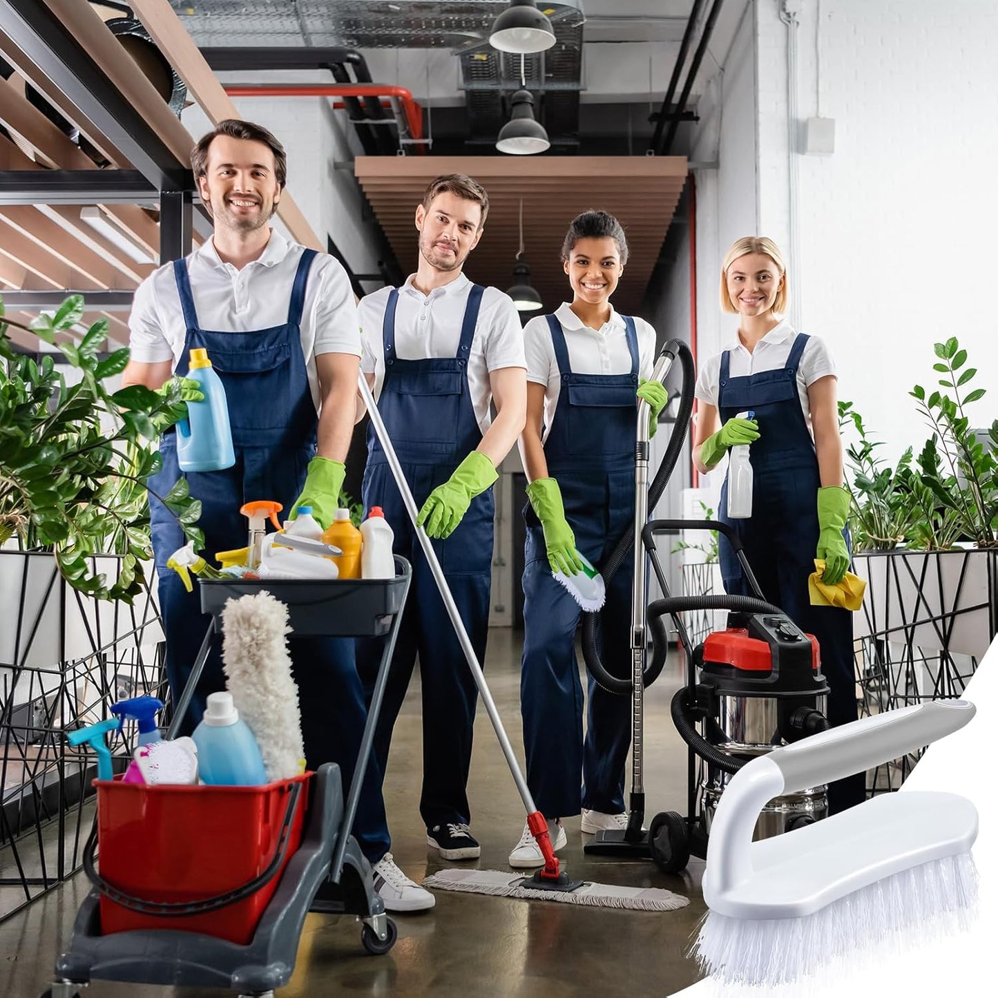 Lallisa 12 Pcs Scrub Brush for Cleaning with Handle Comfortable to Grip Heavy-Duty Flexible Stiff Bristles Scrubber Brushes Bulk for Shower Bathroom Carpet Kitchen Floor Tiles (Gray)