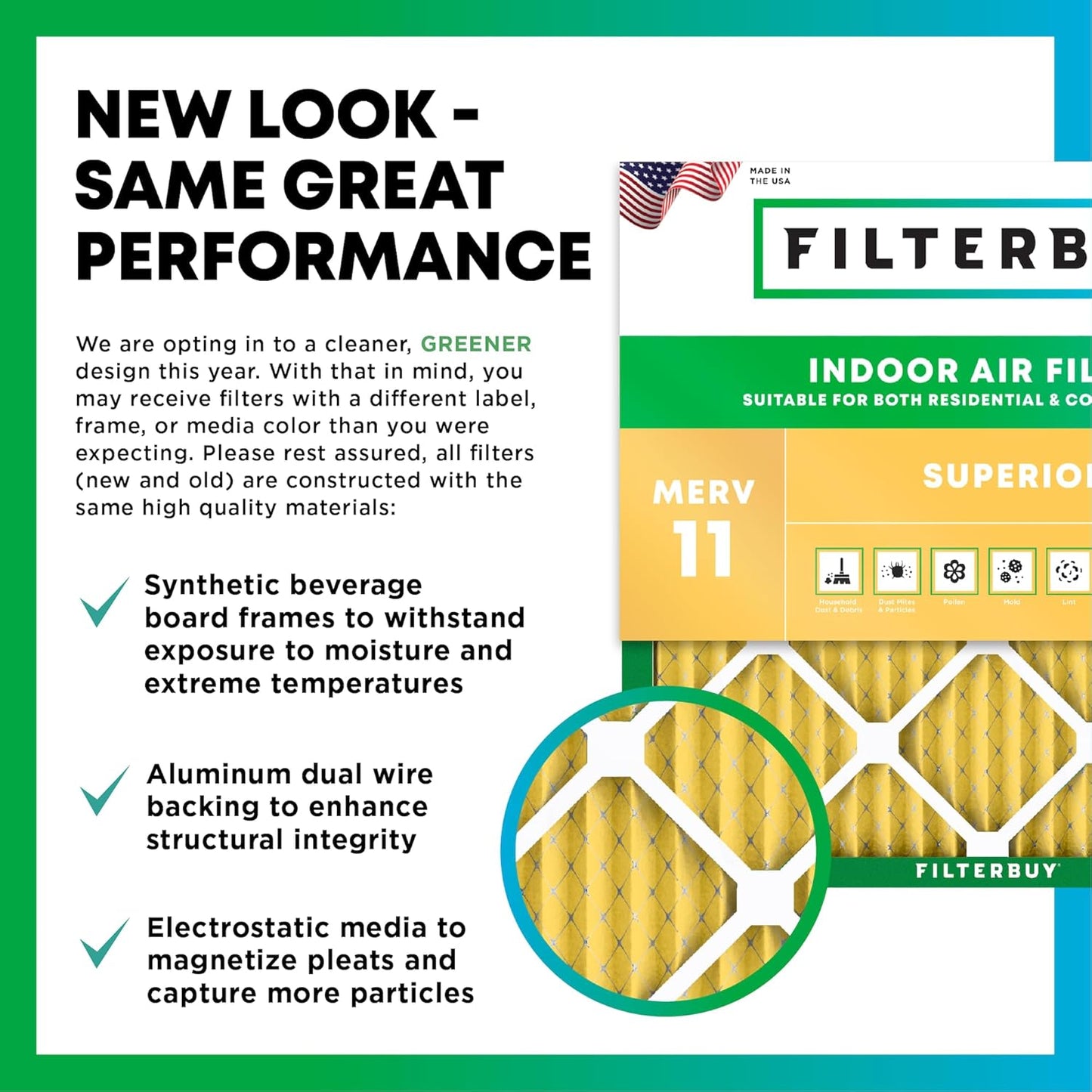 Filterbuy 21x23x1 Air Filter MERV 11 (MPR 1200) Allergen Defense Replacement (4-Pack), Electrostatic Pleated HVAC AC Furnace Filters, Made in USA (Actual Size: 20.50 x 22.50 x 0.75)