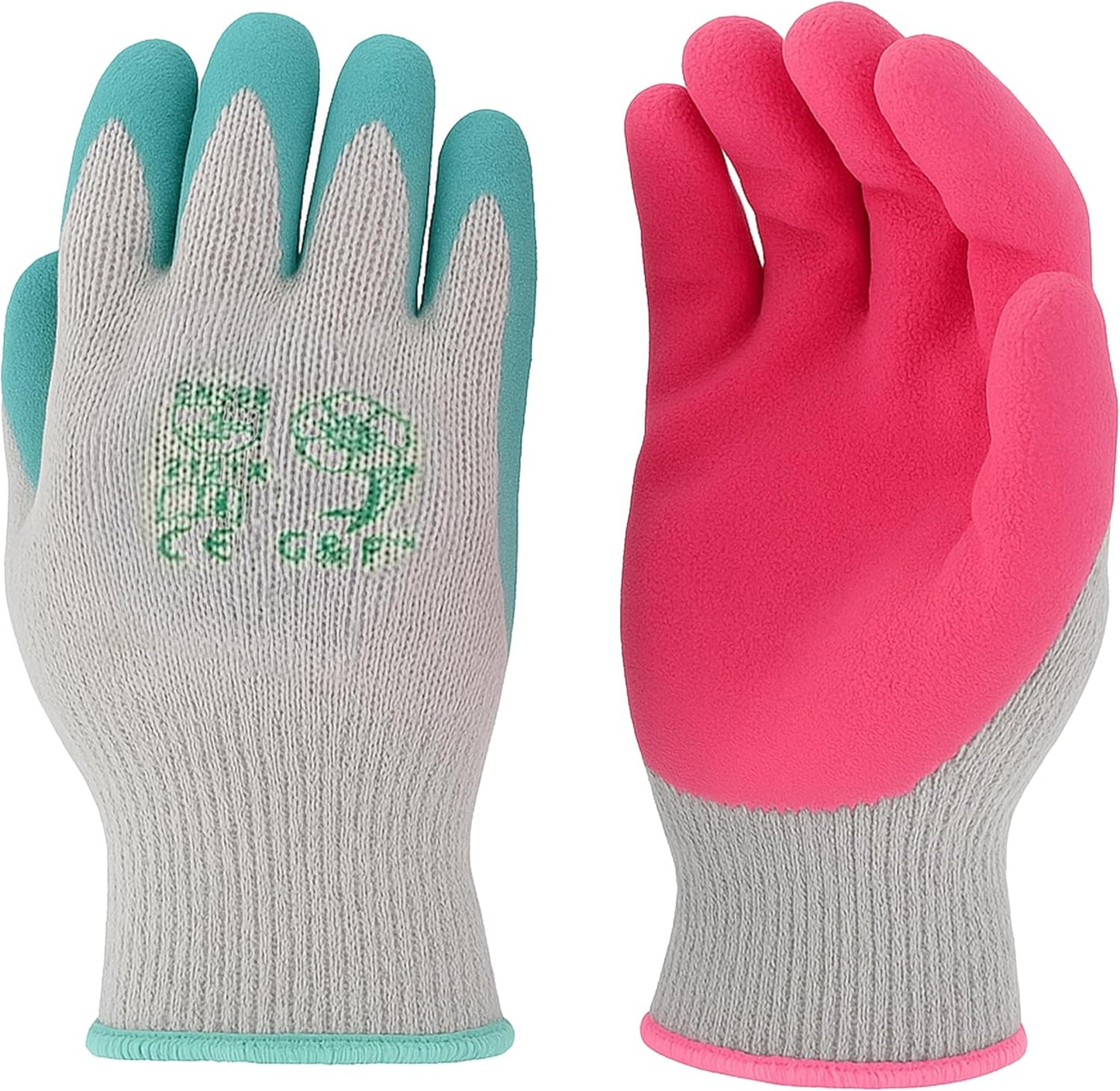 G & F Products Gardening Gloves for Women - 12 Pairs of Breathable Rubber Coated Yard Garden Gloves with Non-Slip Grip - Outdoor Protective Work Gloves, Rose Pink & Jade Green, Large.