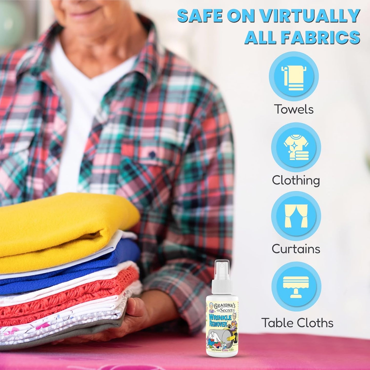 Grandma's Secret Wrinkle Remover - Wrinkle Release Spray, Odor Eliminator, and Fabric Refresher Spray - Chlorine and Bleach Free - 3 oz, 2 Pack