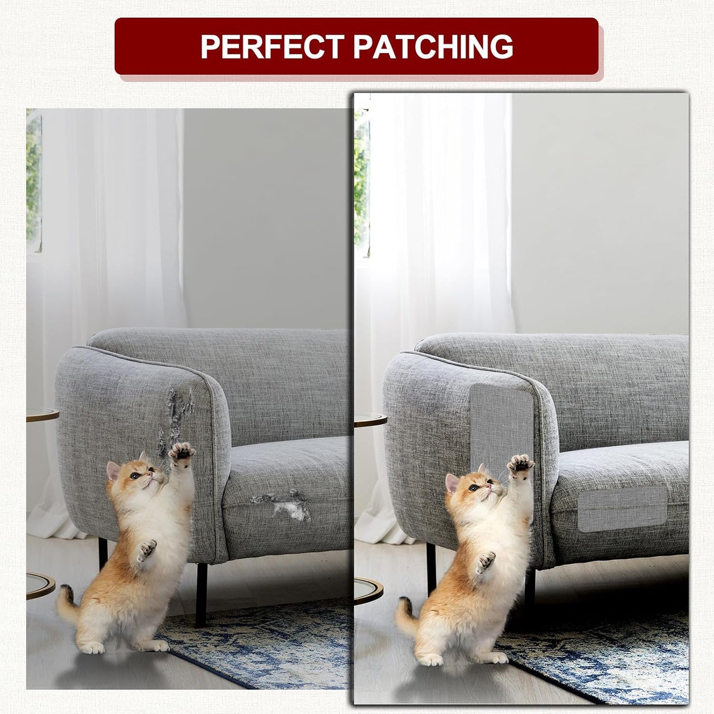 Linen Repair Tape 16x90 inch, Self Adhesive Fabric Patches, Linen Patch Tape Kit, Fabric Repair Tape for Couch Sofas, Headboards, Chairs, Pillows, Curtains, Couches - Dark Beige