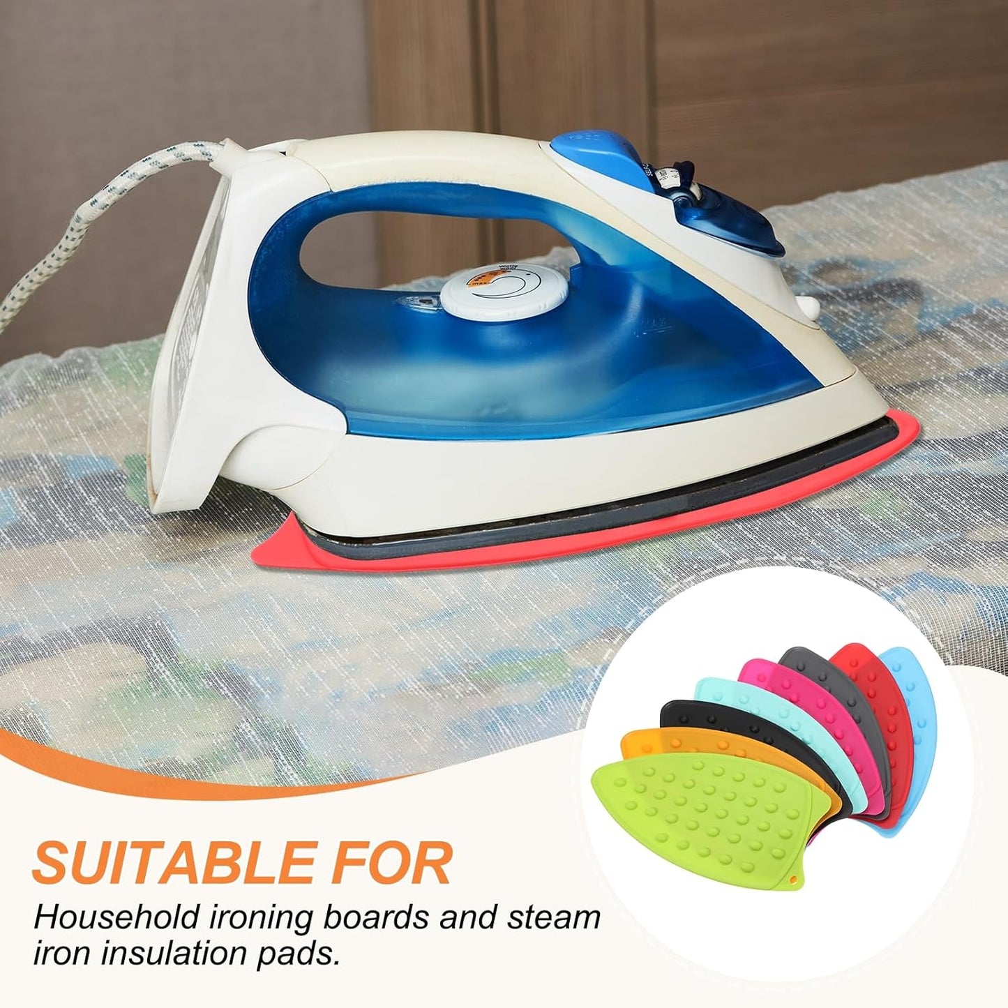 PATIKIL Silicone Iron Rest Pad, 2 Pcs Multipurpose Hot Heat Resistant Iron Rest Plate Protective Pad for Ironing Board Hot Resistant Steamer Steam Compact Mat, Blue