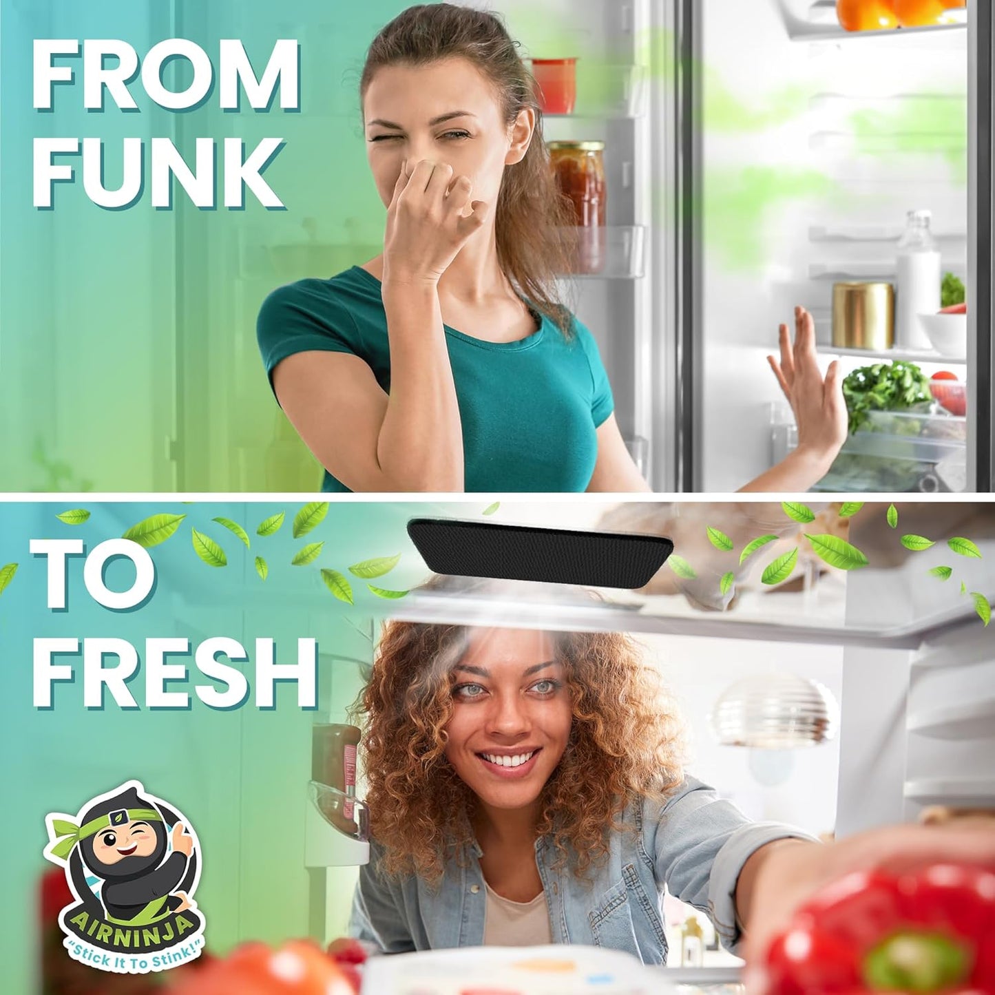 Fridge Deodorizer - Natural Refrigerator Deodorizer Odor Eliminator - Beats Baking Soda and Bamboo Charcoal Air Purifying Bags - Activated Carbon Odor Absorber for Fridge & Freezer (2 pk)